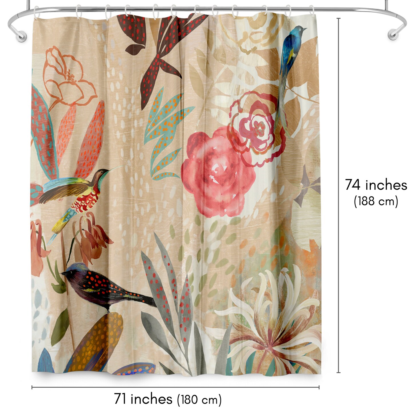 Americanflat 71" x 74" Shower Curtain, Where The Passion Flower Grows Ii by PI Creative Art
