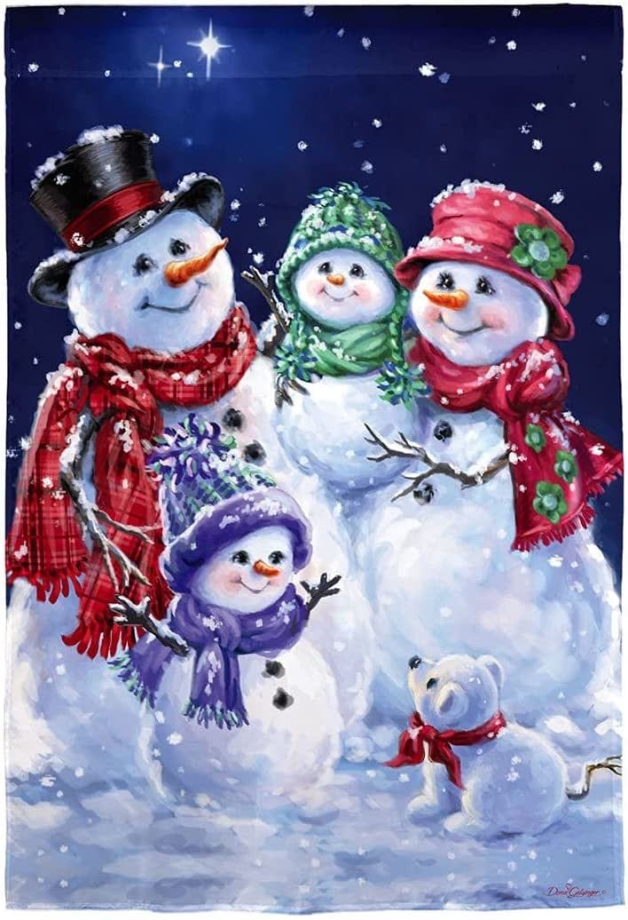 Snowflake Family Flag 2 Sided Decorative Winter