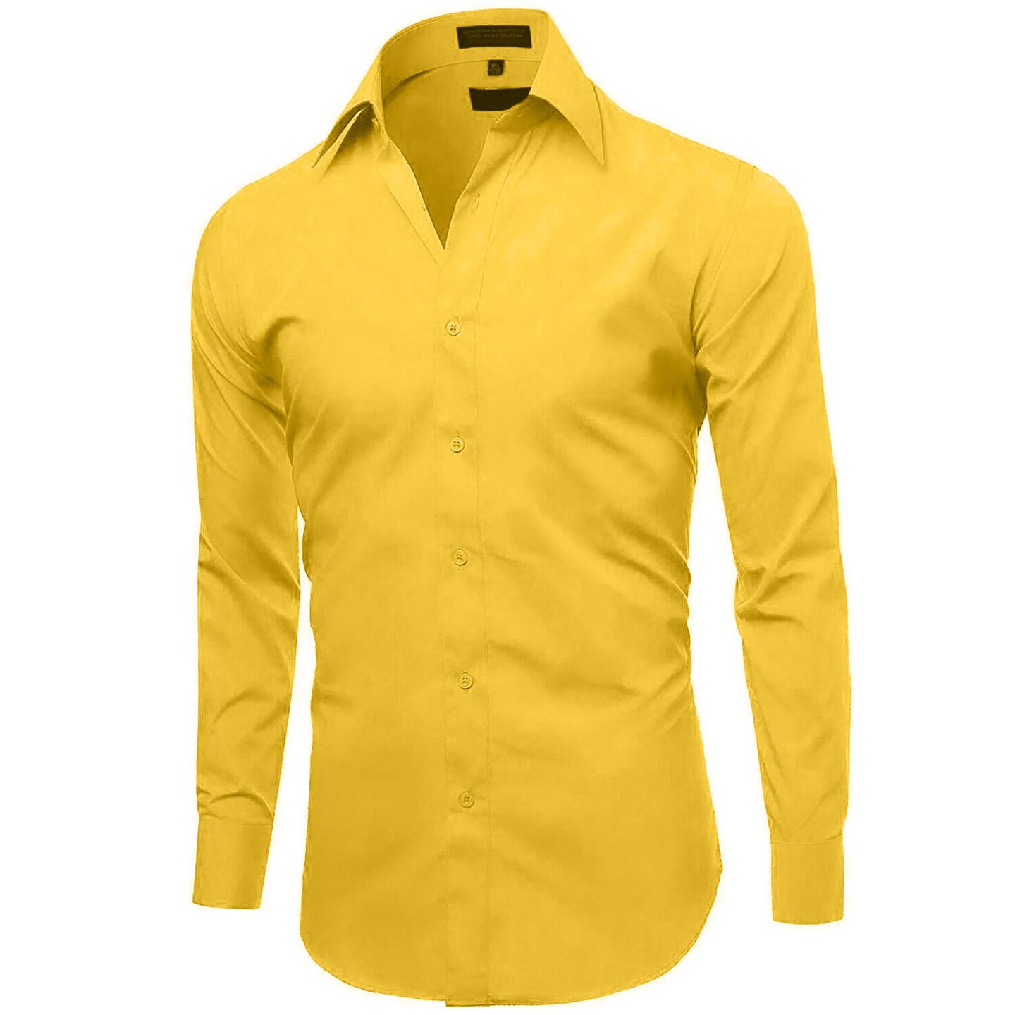 Yellow Slim Fit Long Sleeve Collared Shirt