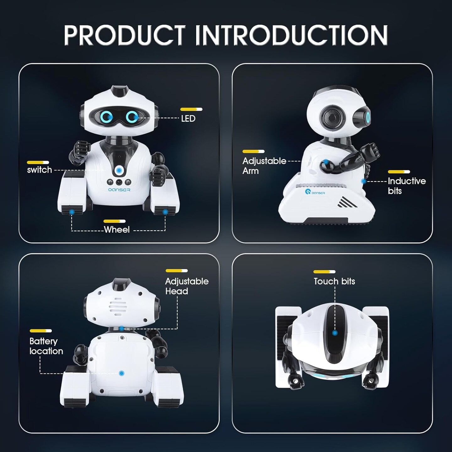 Robots Toys for Kids, 2.4Ghz Remote Control Robot Toys with Music and LED Eyes for Boys/Girls, RC Toy Stocking Stuffers for 3-12 Year Toddler Children Teen for Birthday Day Gift(White)