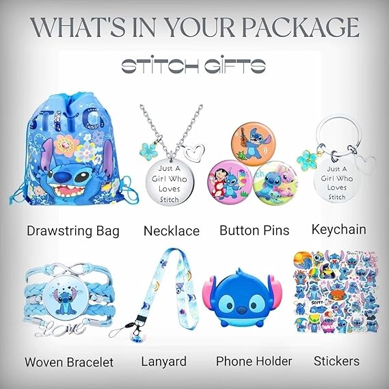 59 Pcs Cute Anime Merch Accessories Include Drawstring Bag Backpack, Stickers, Lanyard, Necklace, Bracelet, Keychain, Phone Holder, Button Pins