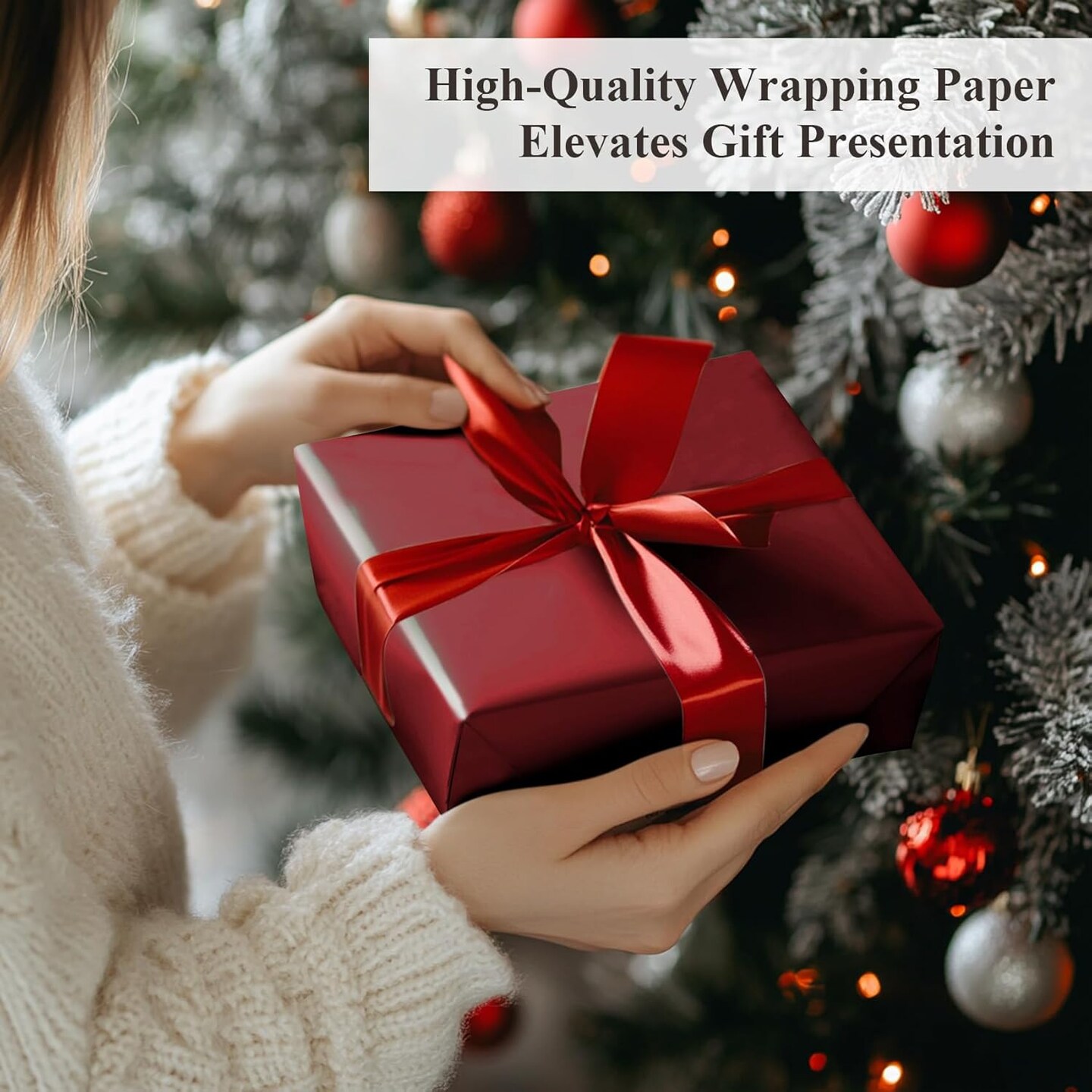 Christmas Wrapping Paper, Red Wrapping Paper, 17 Inches X 32.8 Feet, Minimalist Solid Plain Color Wrapping Raper Christmas Roll, Gift Wrapping Paper for Christmas, Wedding, Birthday, Baby Shower