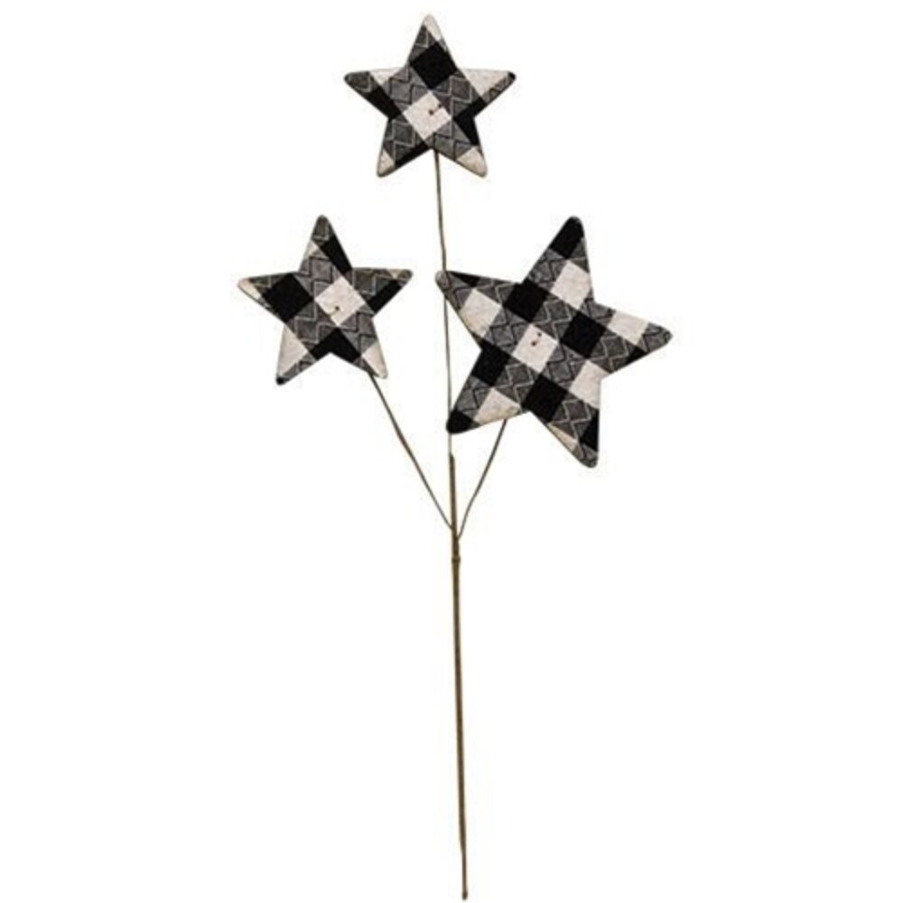 Black &#x26; White Plaid Star Pick 14&#x22;