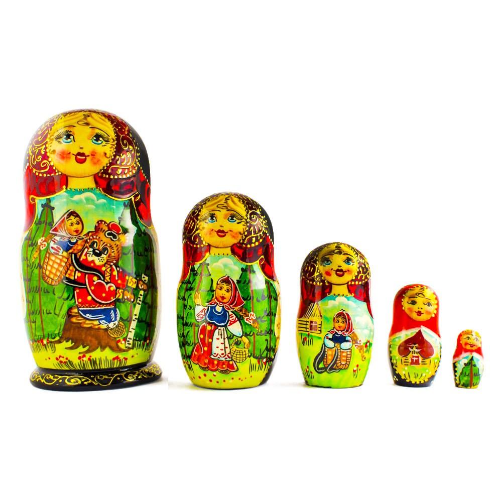 matryoshka　Laideronnette Set of 5 Red Riding Hood Wooden Nesting Dolls Matryoshka 6.5