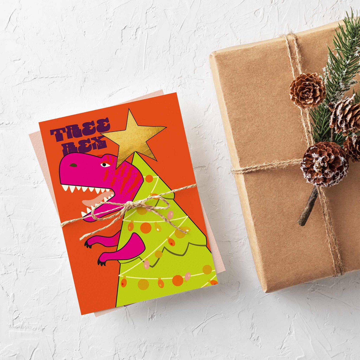 Dinosaur Christmas Greeting Cards Boxed Set of 24 Holiday Notecards Featuring "Tree Rex" Designs, Perfect for Kids, Boys, and Dino Lovers