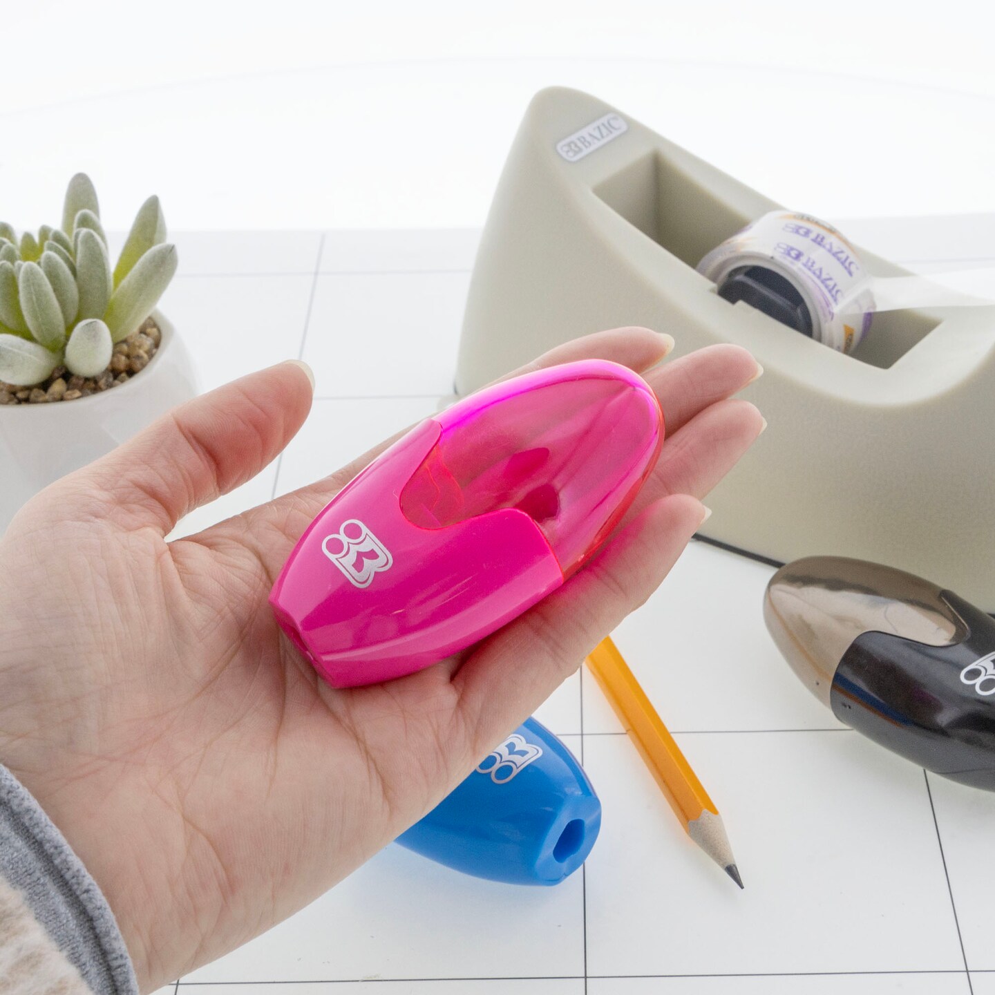 BAZIC Noah Sharpener w/ Receptacle (3/Pack)