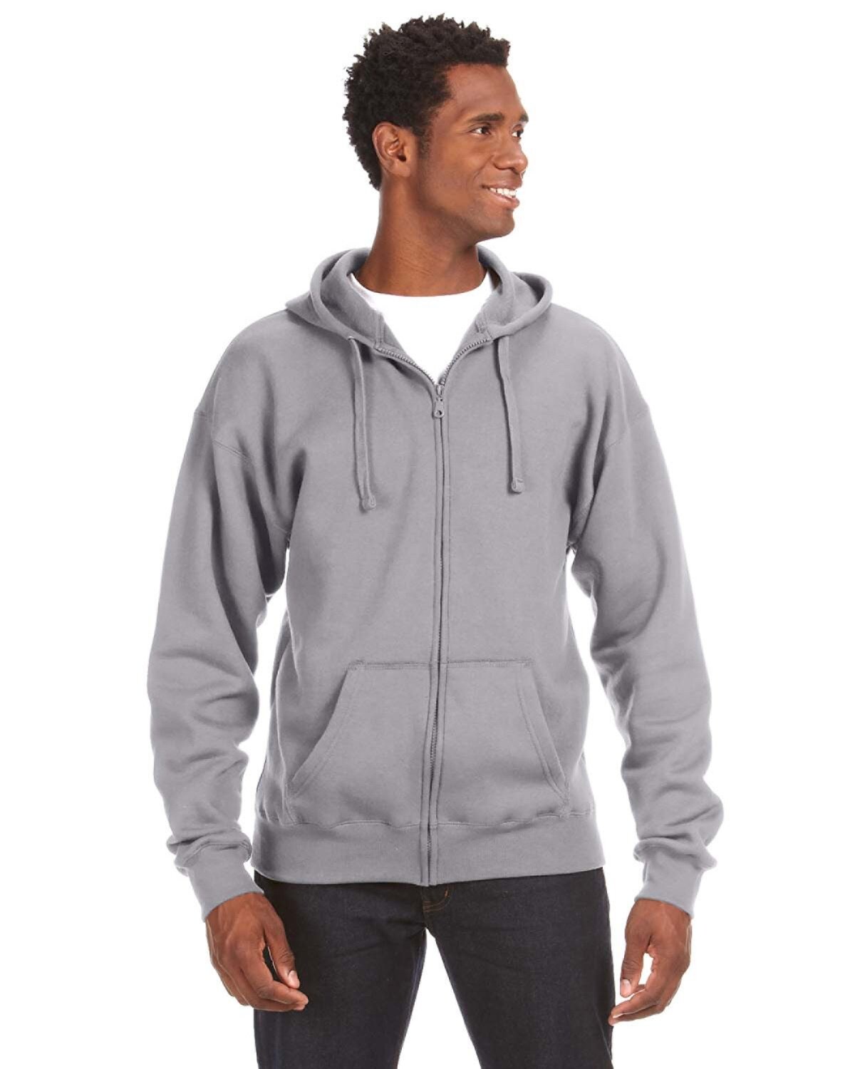 J America&#xAE; Premium Full-Zip Fleece Hooded Sweatshirt