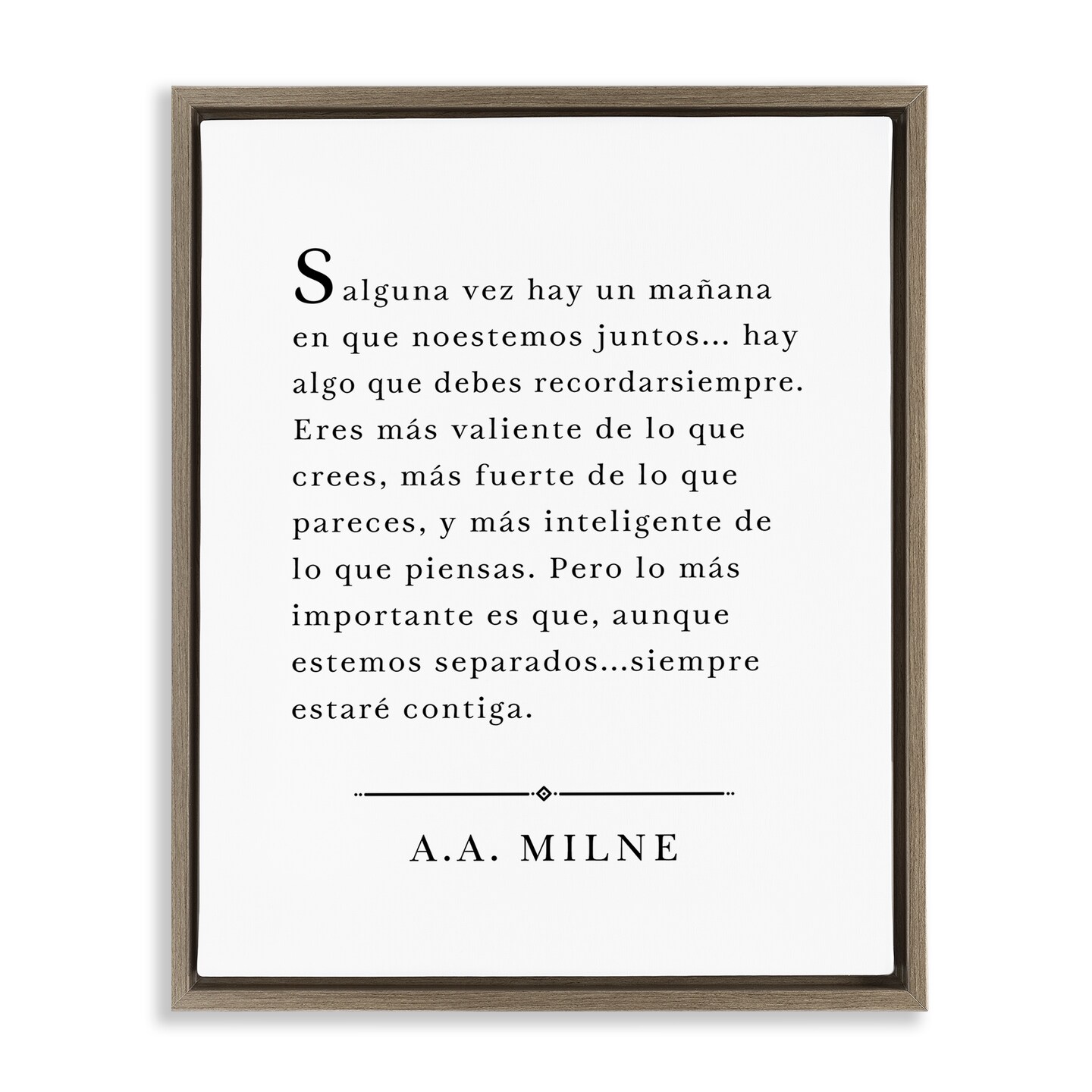 Stupell Industries Siempre Contigo - A.A. Milne Framed Floater Canvas Wall Art