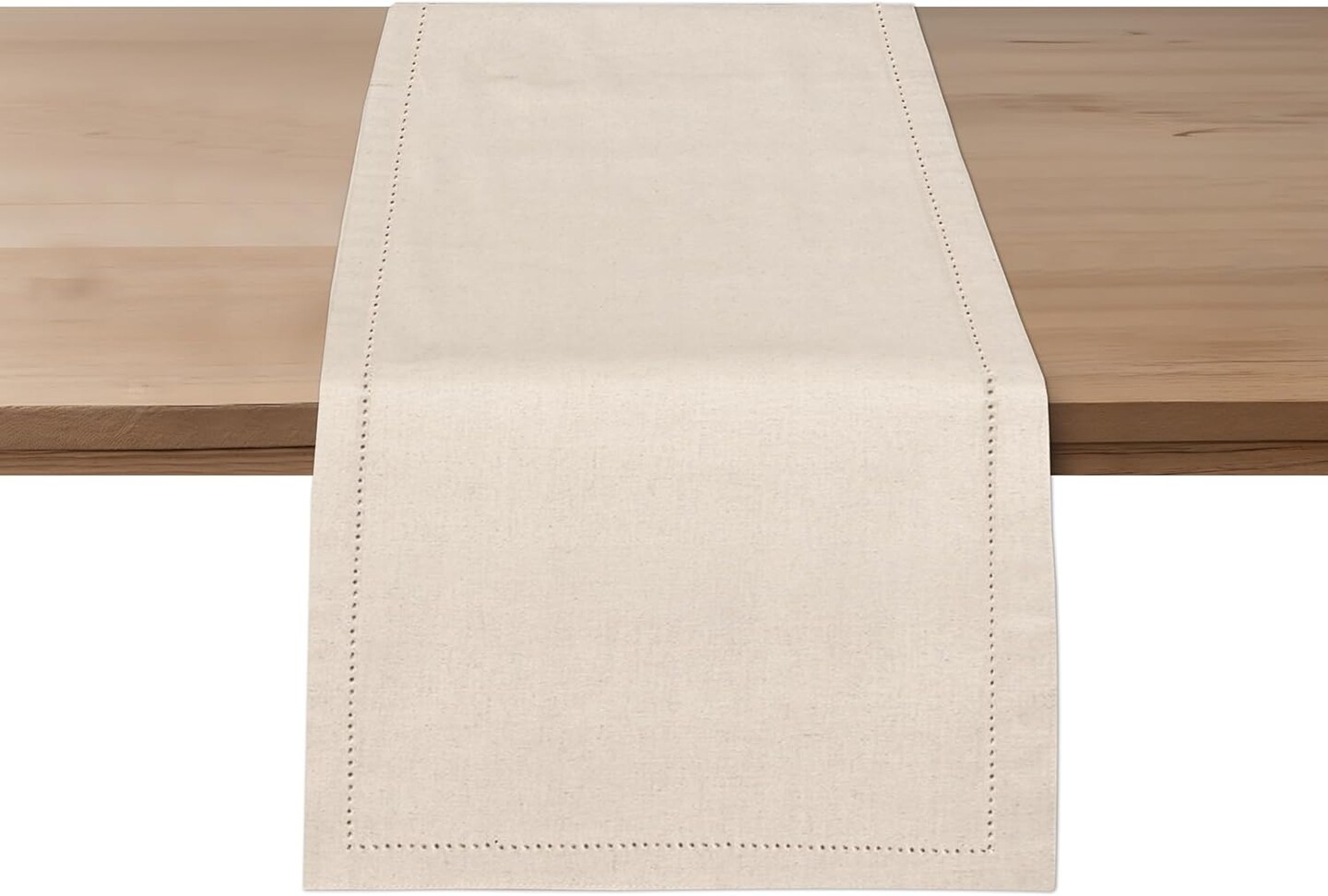 Linen Table Runners 72 Inches Long, Classic Hemstitch Table Runner for &#x200E;Farmhouse, Dining, Valentines, Coffee, Christmas, Wedding, Spring, Easter, &#x200E;Indoor, Outdoor Use&#x200E; - Natural - 14 x 72