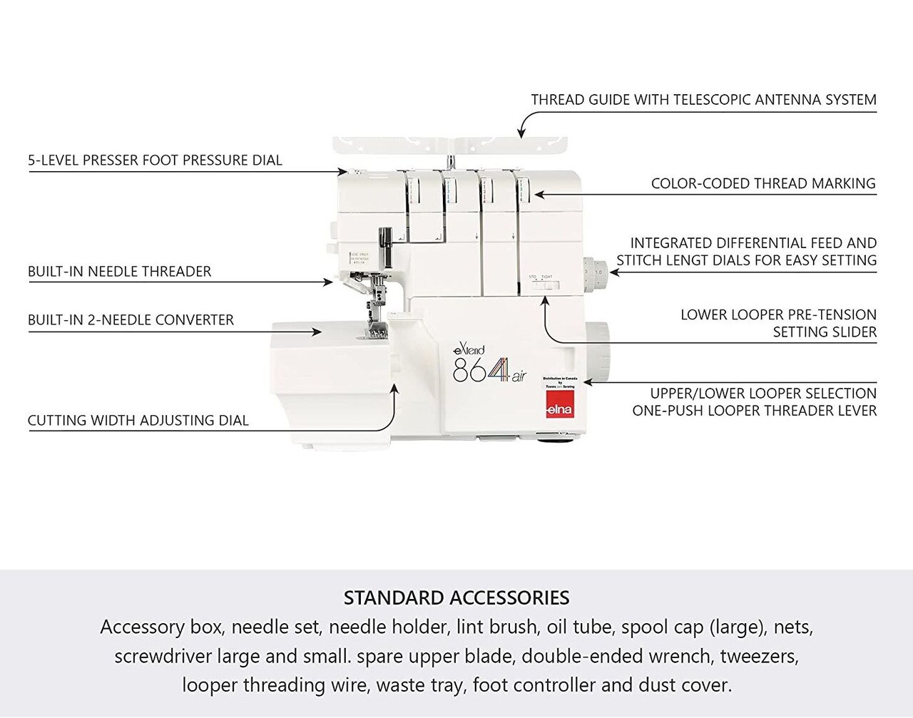 Elna eXtend 864 Air Thread Overlock Serger Machine