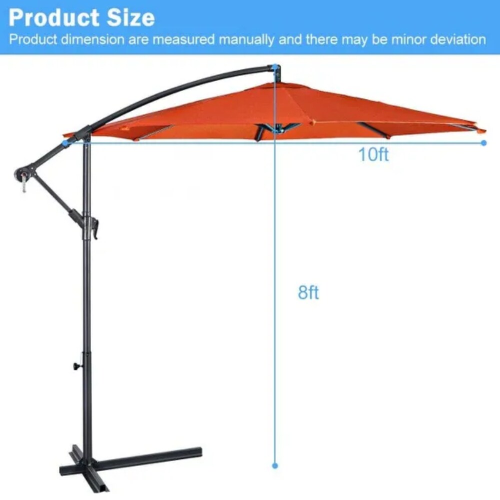 10 Feet Patio Outdoor Sunshade Hanging Umbrella without Weight Base