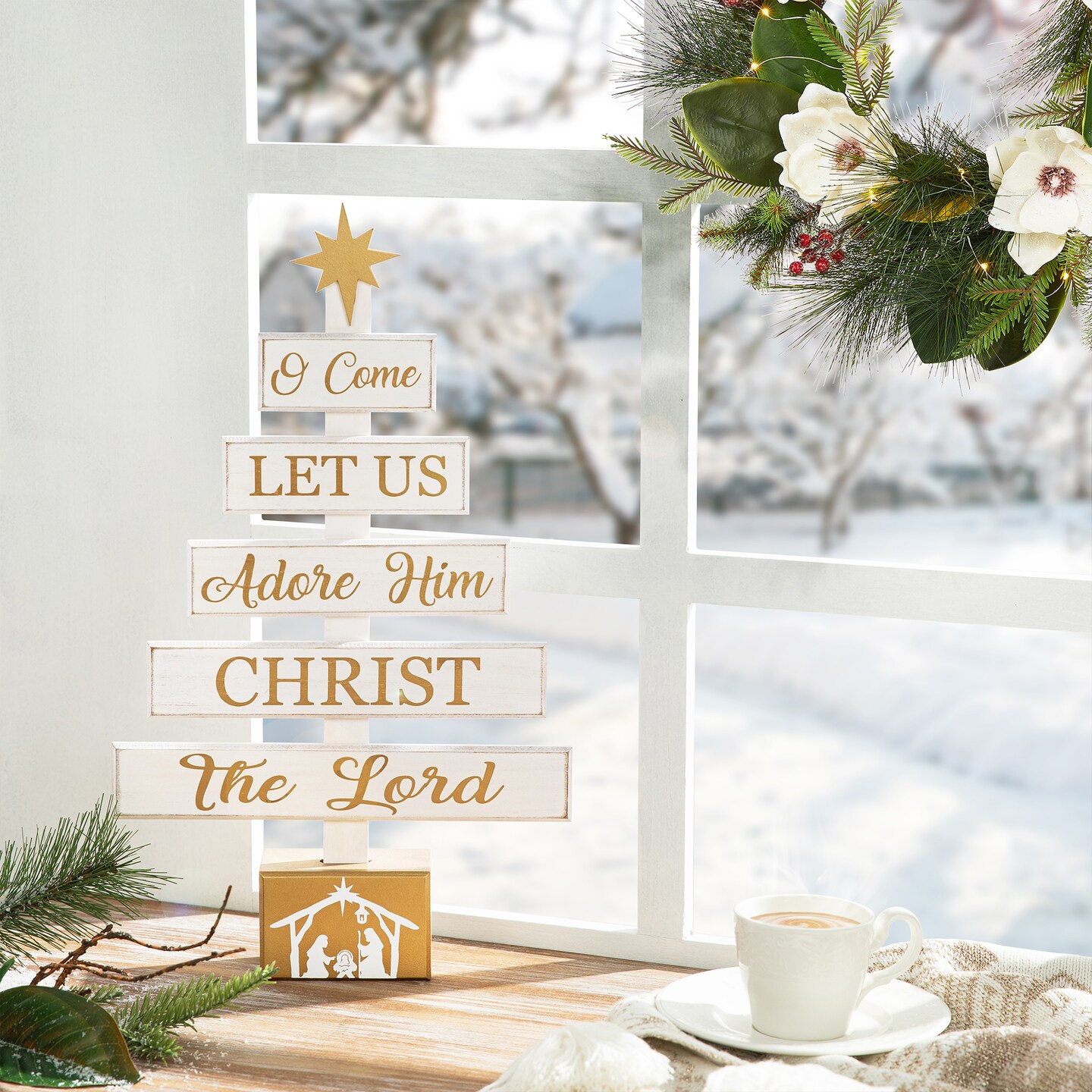 Set of 2 Chrismas Decor Wooden Table Tree D&#xE9;cor