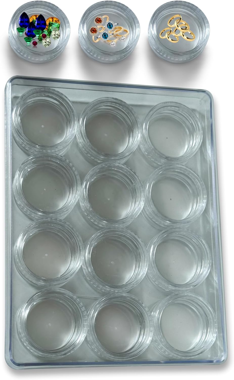 Craft Organizers and Storage for Art Supply Plastic Clear Tackle Box with Small Screw-Top Lids Containers for Diamond Painting Beads Glitter and Jewelry, 12PCS Case