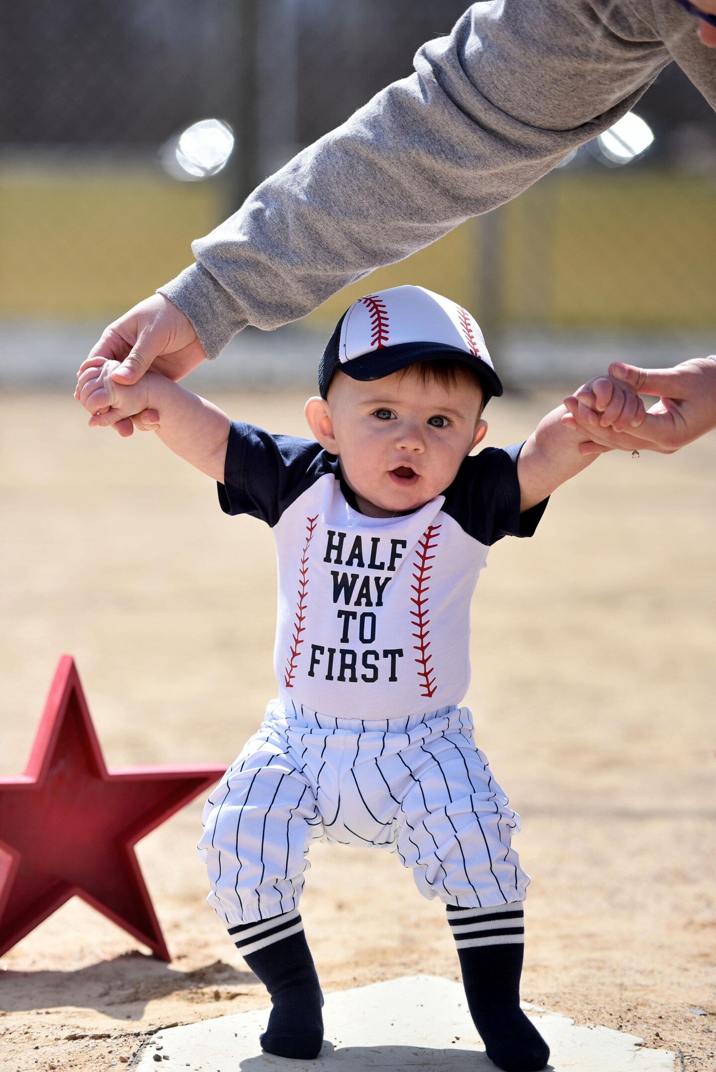 6 Months Baseball Half Way To First One Personalized Baseball