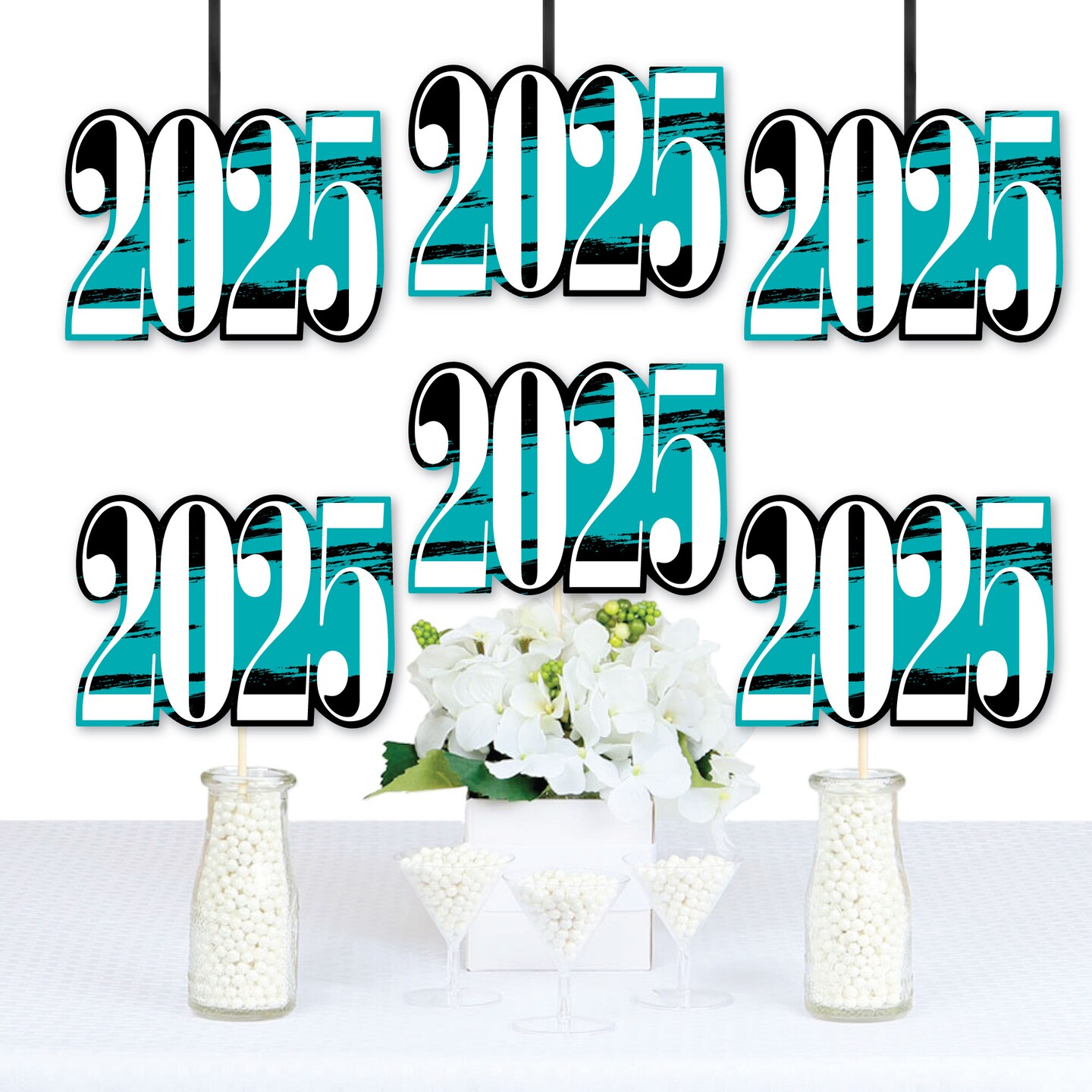 Big Dot of Happiness 2025 Teal Graduation Decorations - DIY Party Essentials - Set of 20