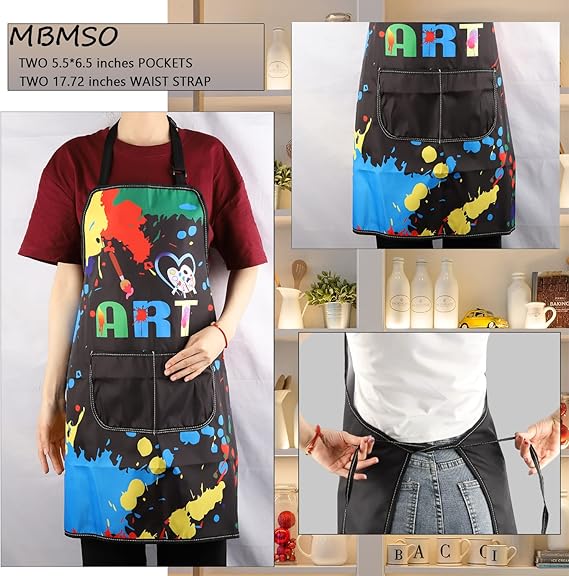 Visit the MBMSO Store MBMSO Painting Artist Apron with Pockets Artist Painter Gifts Art Lover Gift for Art Teacher Student Painter Apron Waterproof