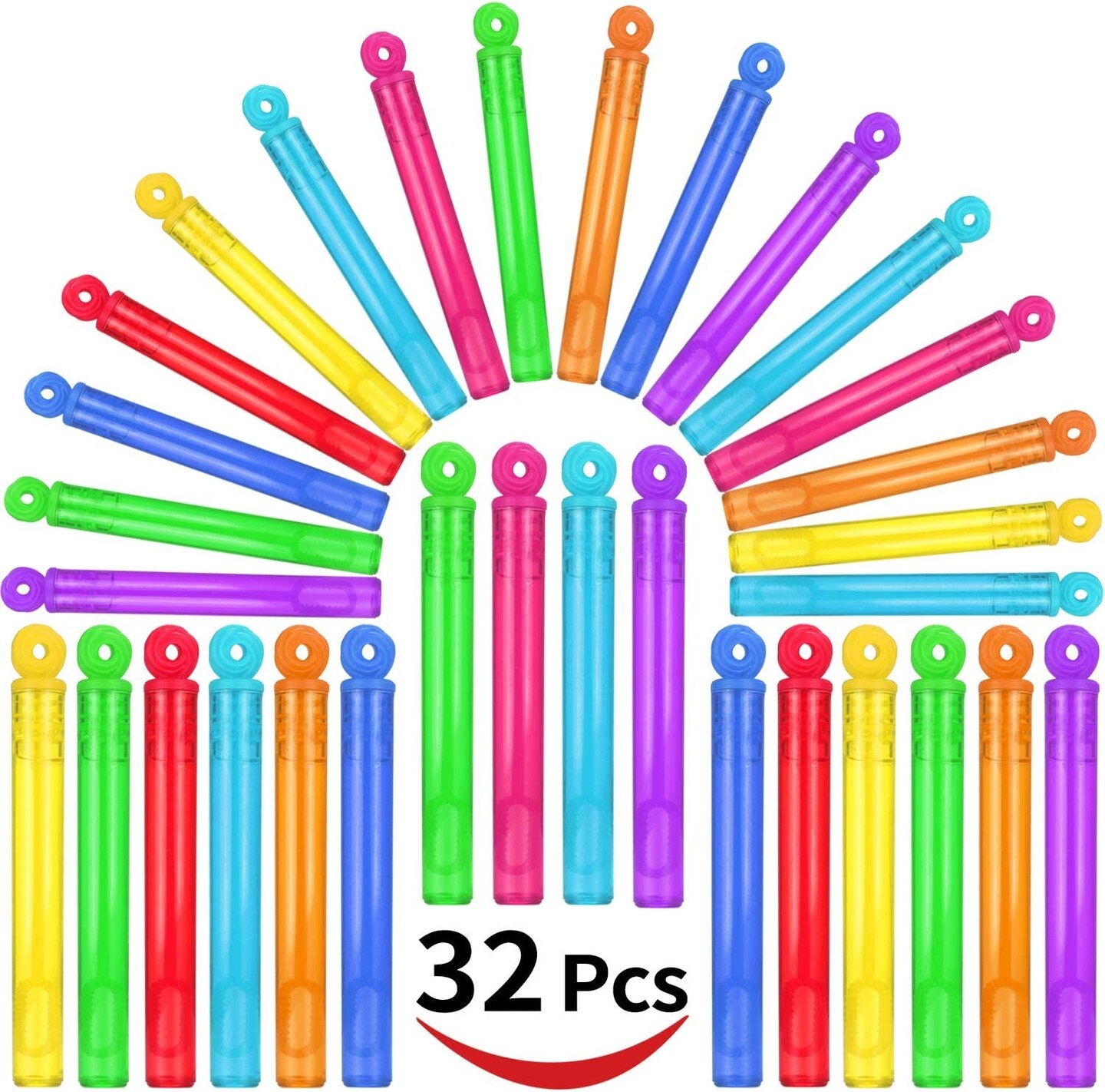 32-Piece 8 Colors Mini Bubble Wands Assortment Party Favors Toys for Kids Child, Christmas Celebration,Thanksgiving New Year, Themed Birthday,Wedding, Bath Time,Summer Outdoor Gifts for Girls Boys