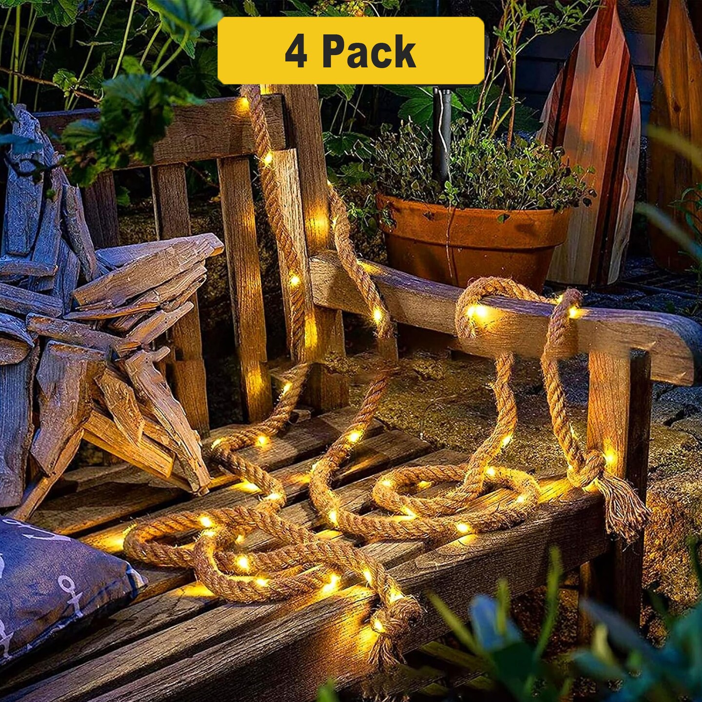 Battery Operated 30 LED String Lights in Woven Rope For Christmas