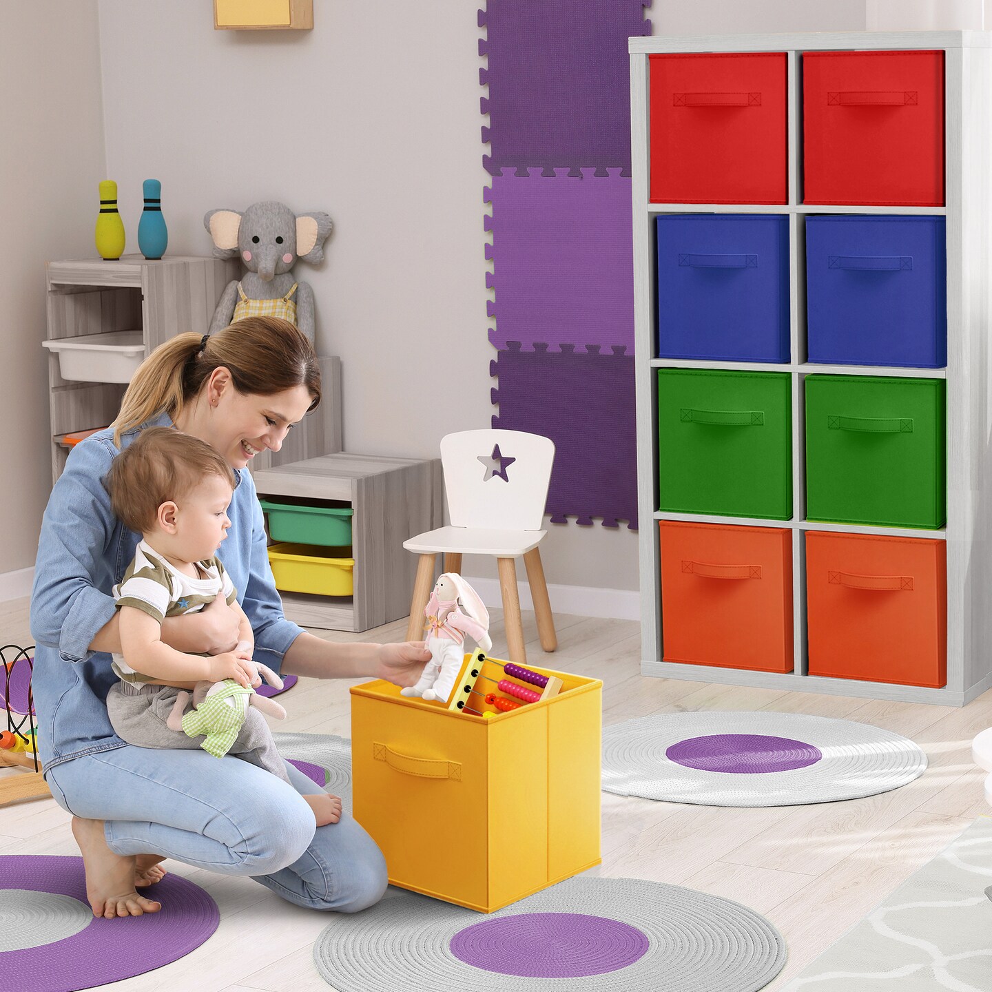 Sorbus 12 Pack Storage Bins - 11" Sturdy Collapsible Fabric Storage Cubes with Handle