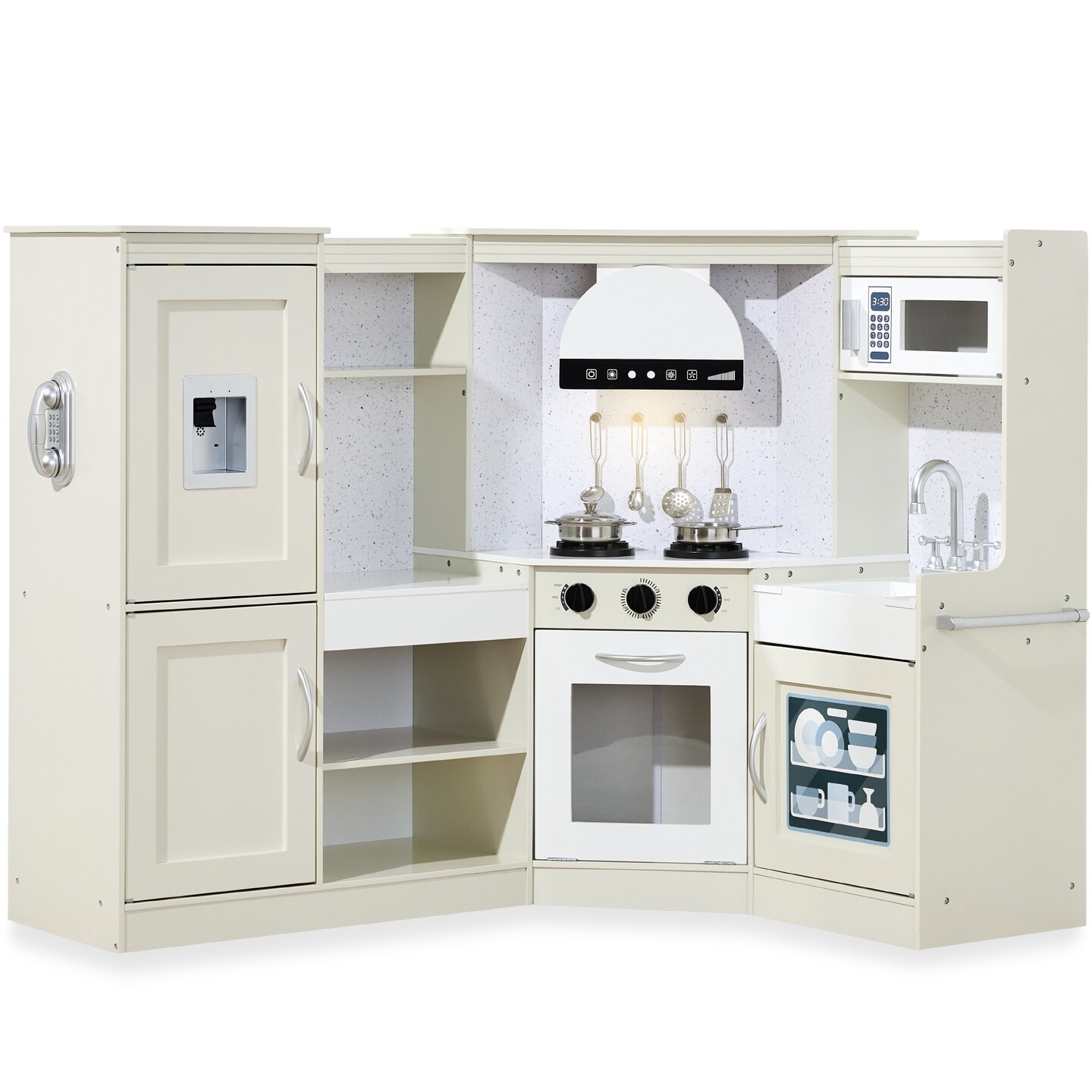 Best Choice Products Pretend Play Corner Kitchen, Ultimate Wooden Toy Set for Kids w/ 6 Accessories
