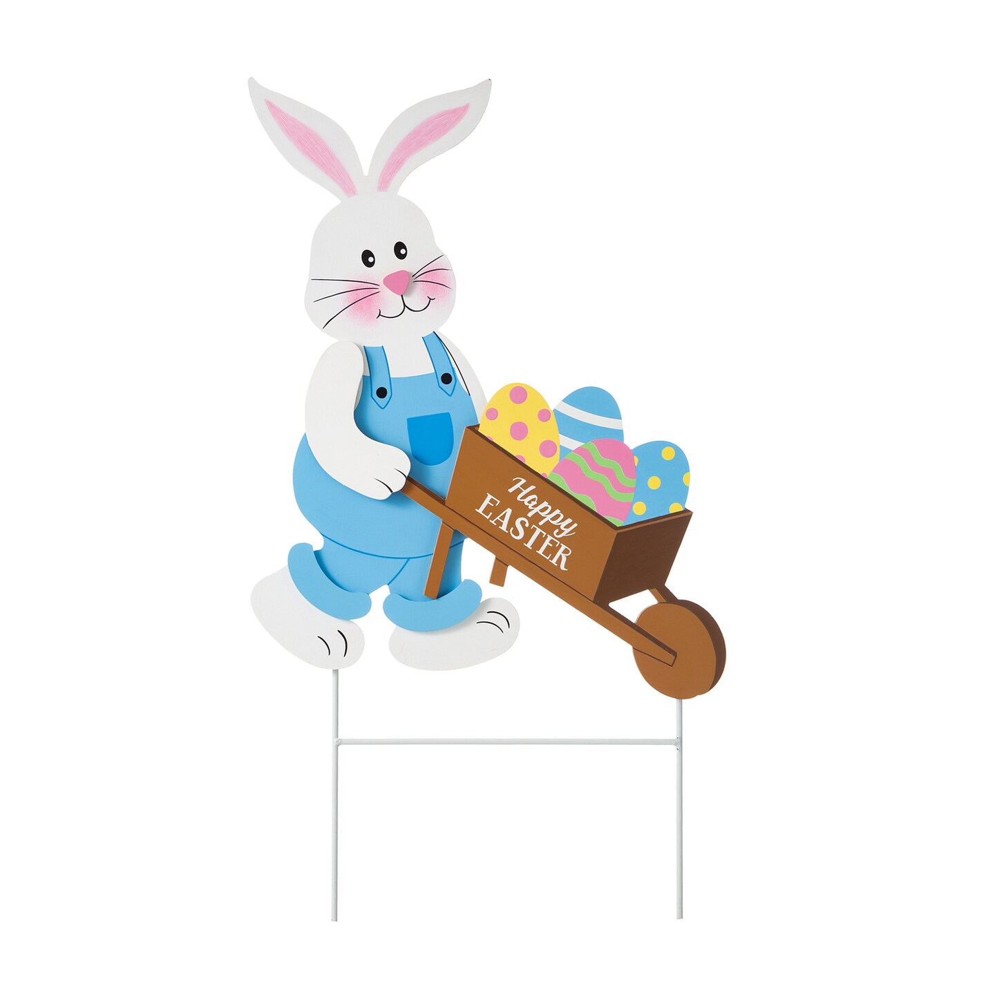 30.5&#x27;&#x27;H Wooden Easter Bunny Cart Yard Stake or Wall Decor