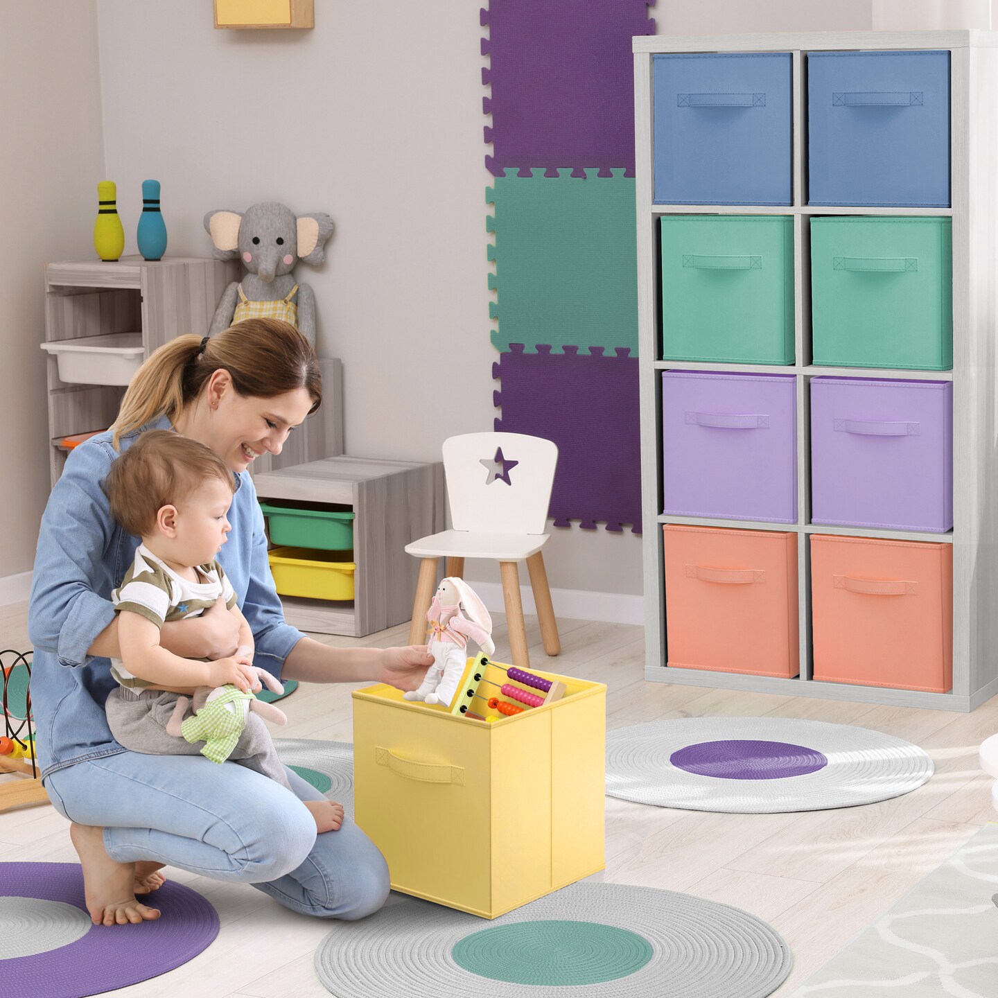 Sorbus 12 Pack Storage Bins - 11" Sturdy Collapsible Fabric Storage Cubes with Handle