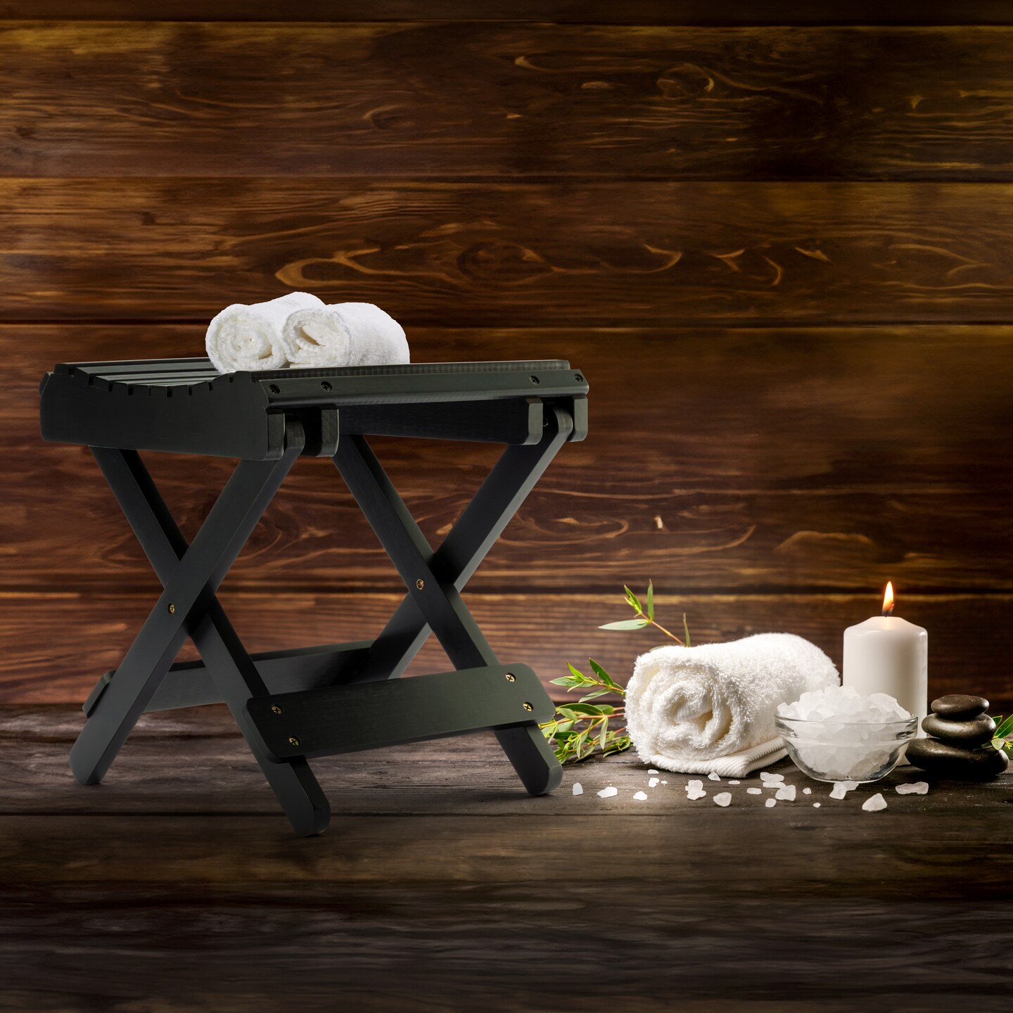 Sorbus Bamboo Folding Step Stool Bench - Fully Assembled Shower and Bathroom Chair