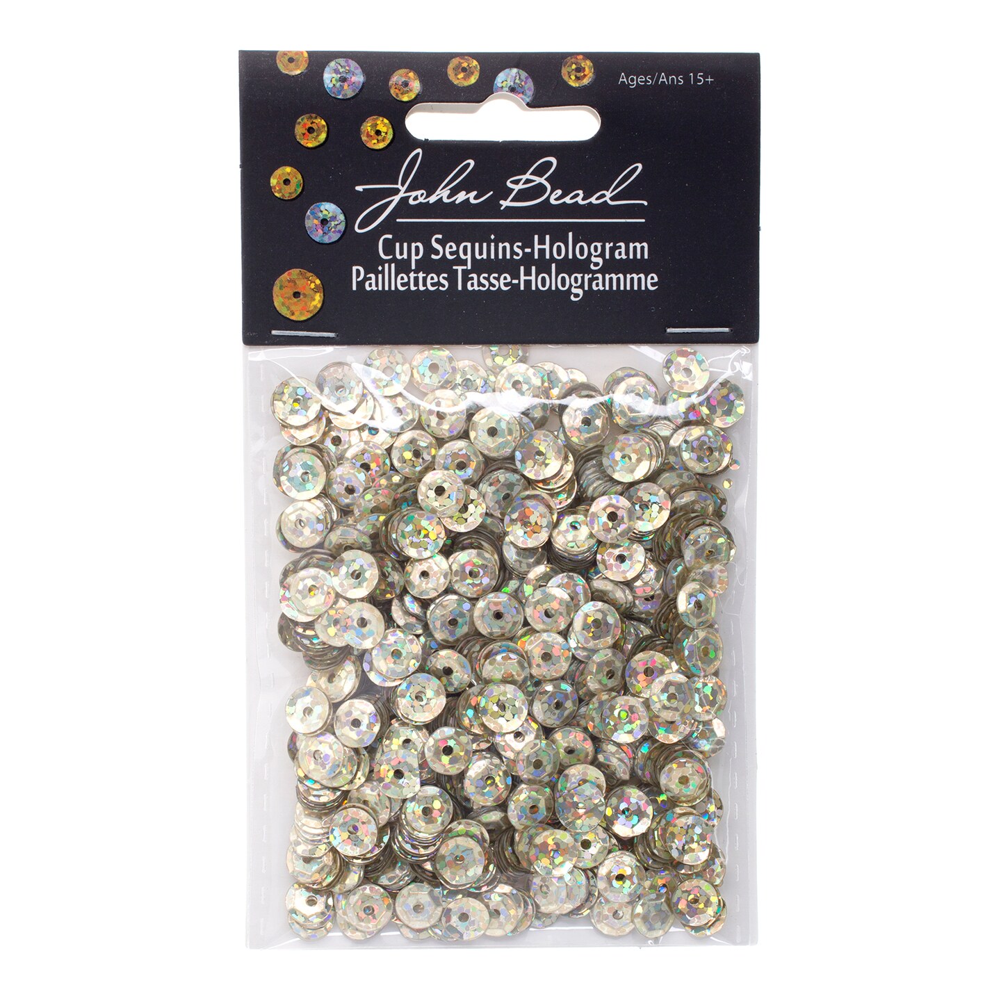 John Bead 6mm Flat Round Sequins Hologram, 1600pcs