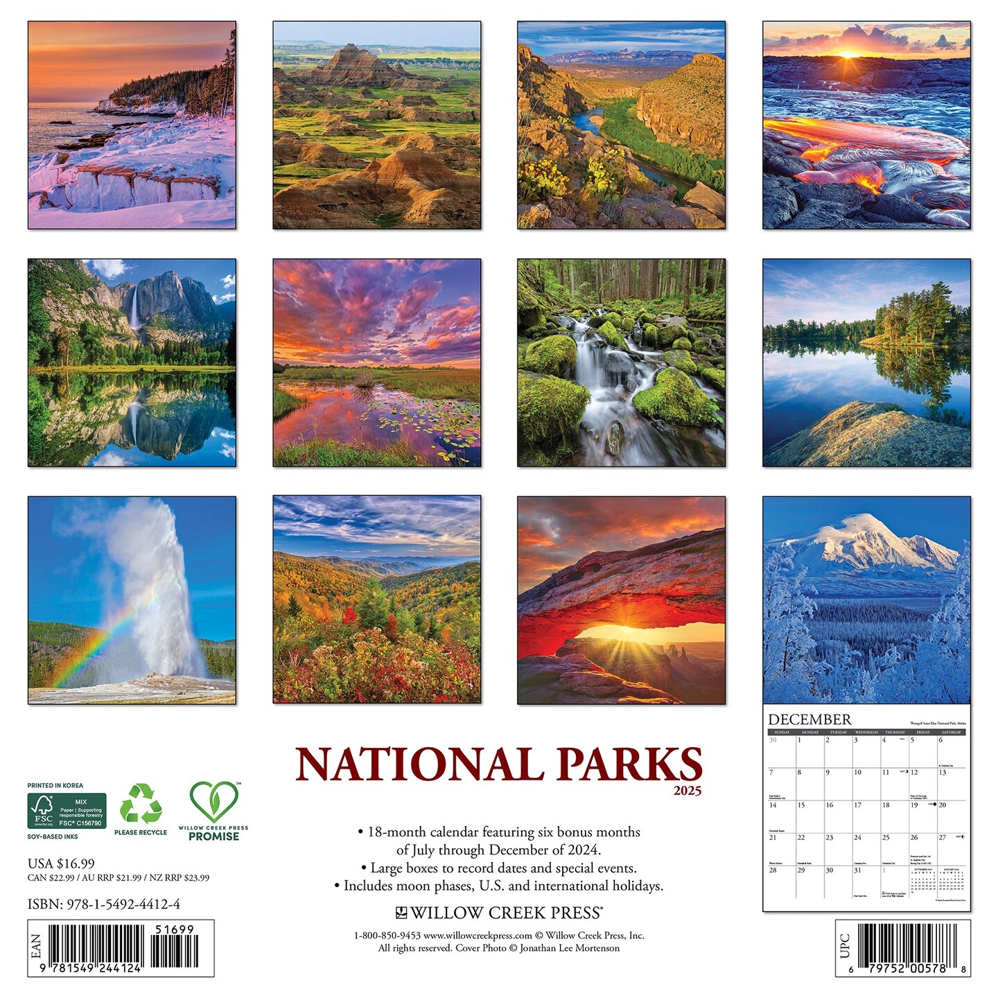 National Parks 2025 Wall Calendar