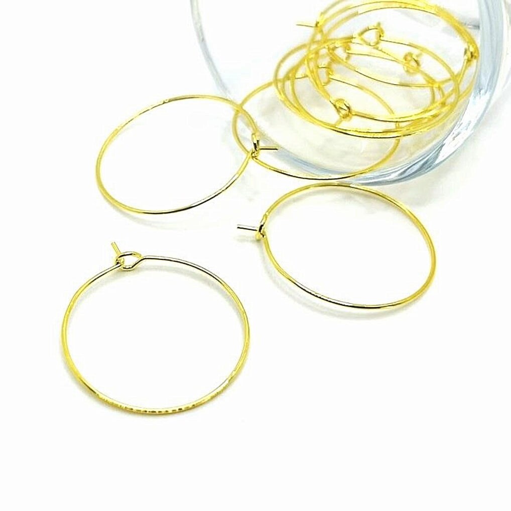 4, 20 or 50 Pieces: Gold Plated Wine Ring Bases - 25 mm