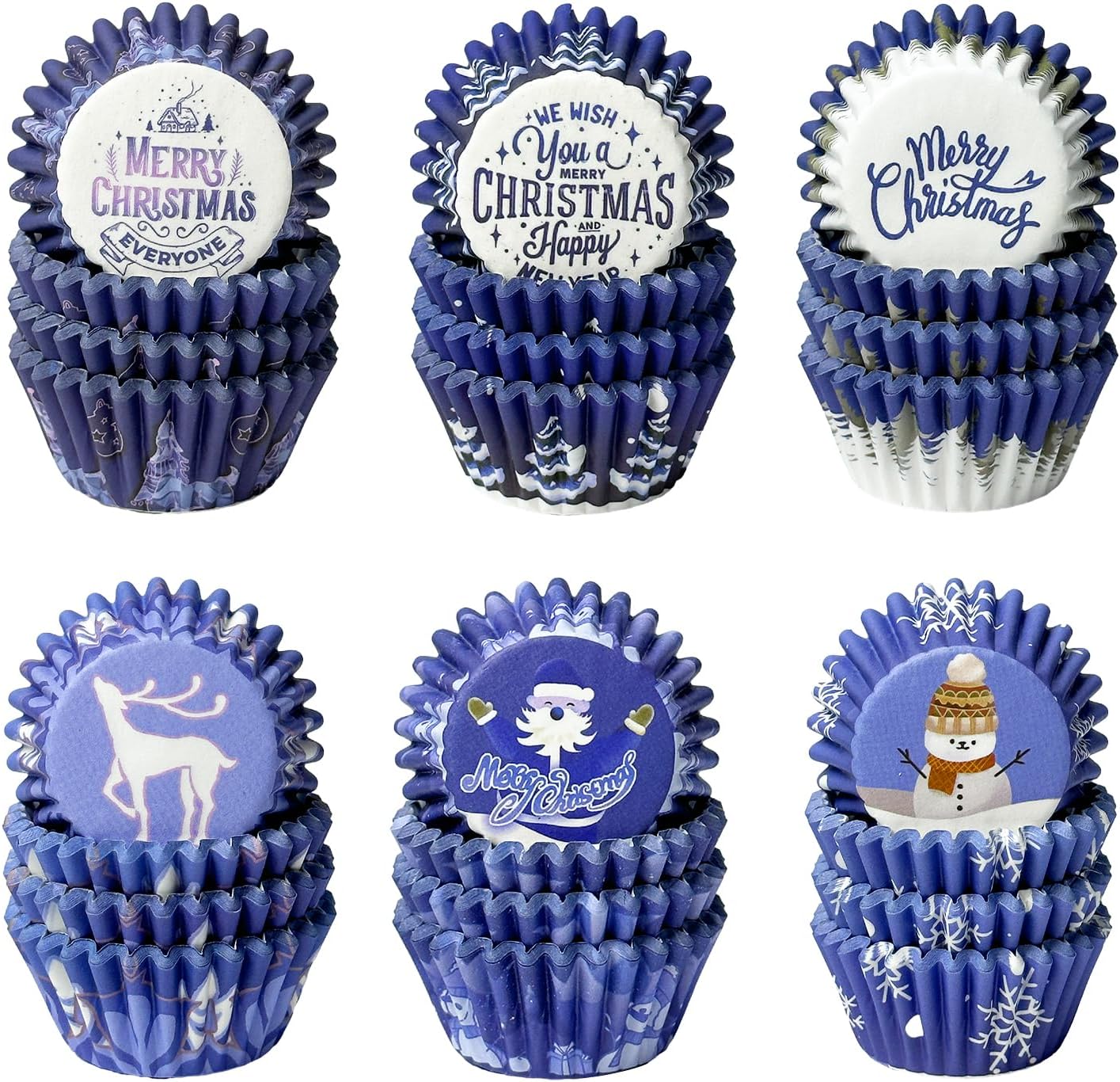 Christmas Mini 300PCS Gradient Cupcake Liners Cupcake Cups 6 Designs