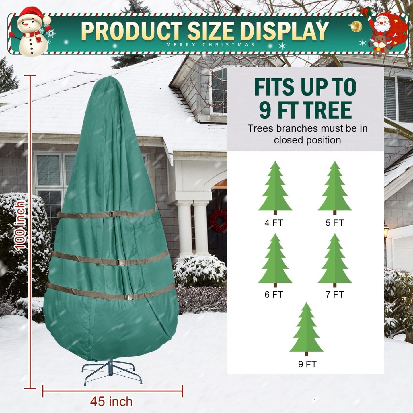 Premium Upright Christmas Tree Storage Bags Holds up to 9 Ft Christmas Tree Bag Storage Heavy Duty 600D Canvas Christmas Tree Covers with Hem, Zipper, Handles, Protects from Dust &#x26; Moisture