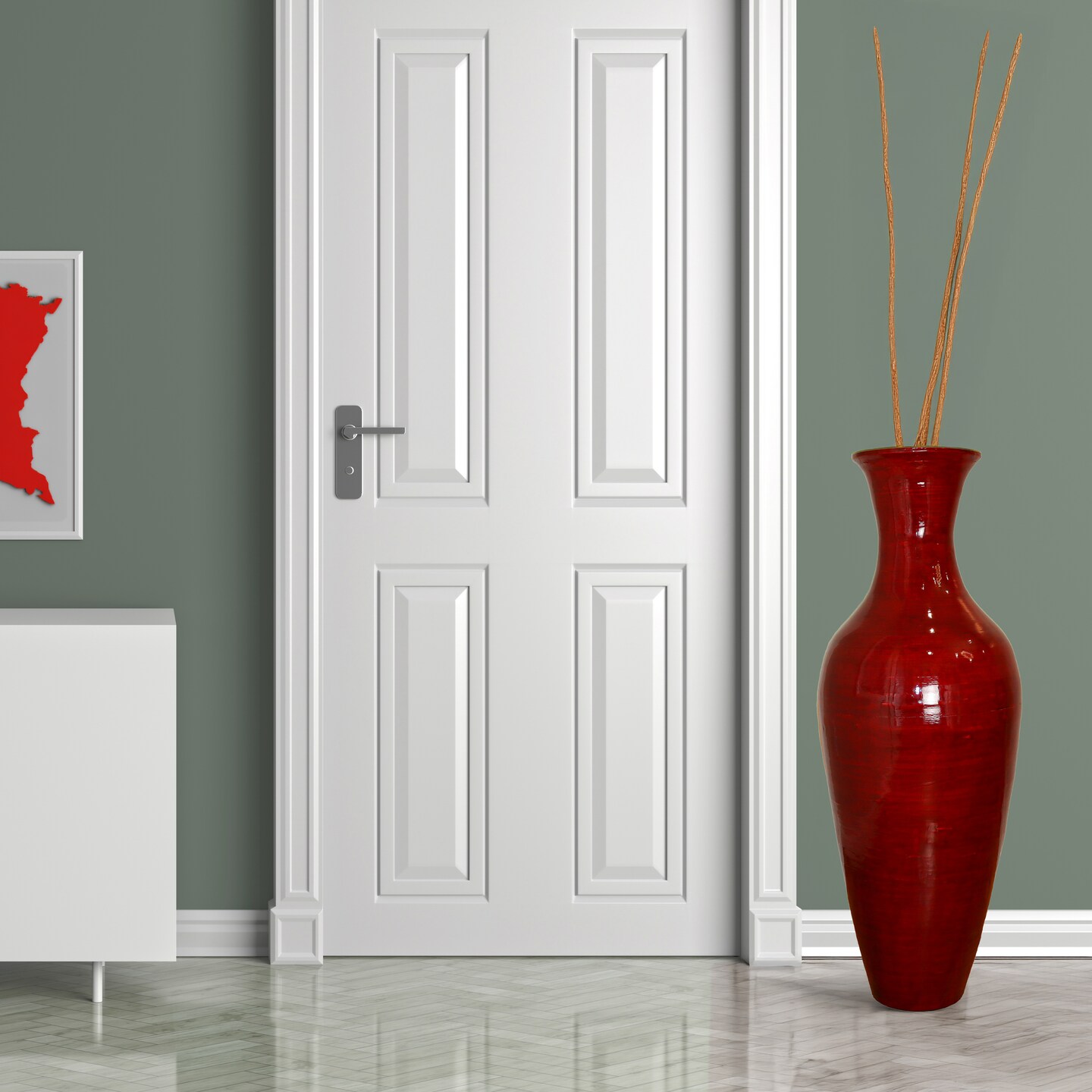 Uniquewise Tall Floor Vase, 37 Inch Bamboo Vase, Modern Vase for Dining, Living Room, Entryway, Large Flower Holder, Classic Floor Vase for Home Decor