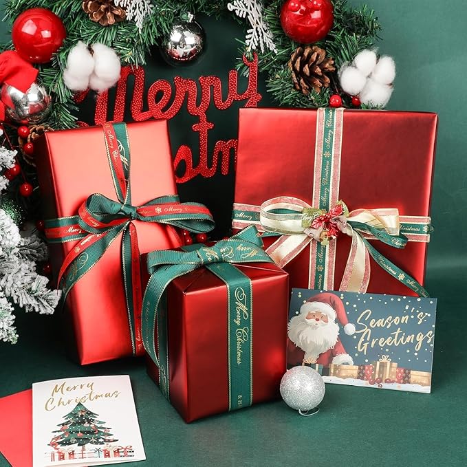Christmas Wrapping Paper Rolls - Mini Roll, Christmas Stripes and Nutcracker Wrapping Paper Christmas, 3 Roll -17In*120In Per Roll