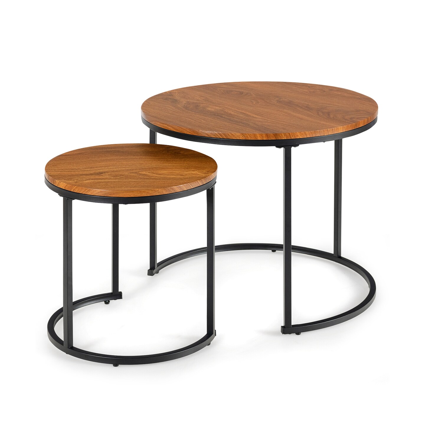 Set of 2 Modern Round Stacking Nesting Coffee Tables for Living Room