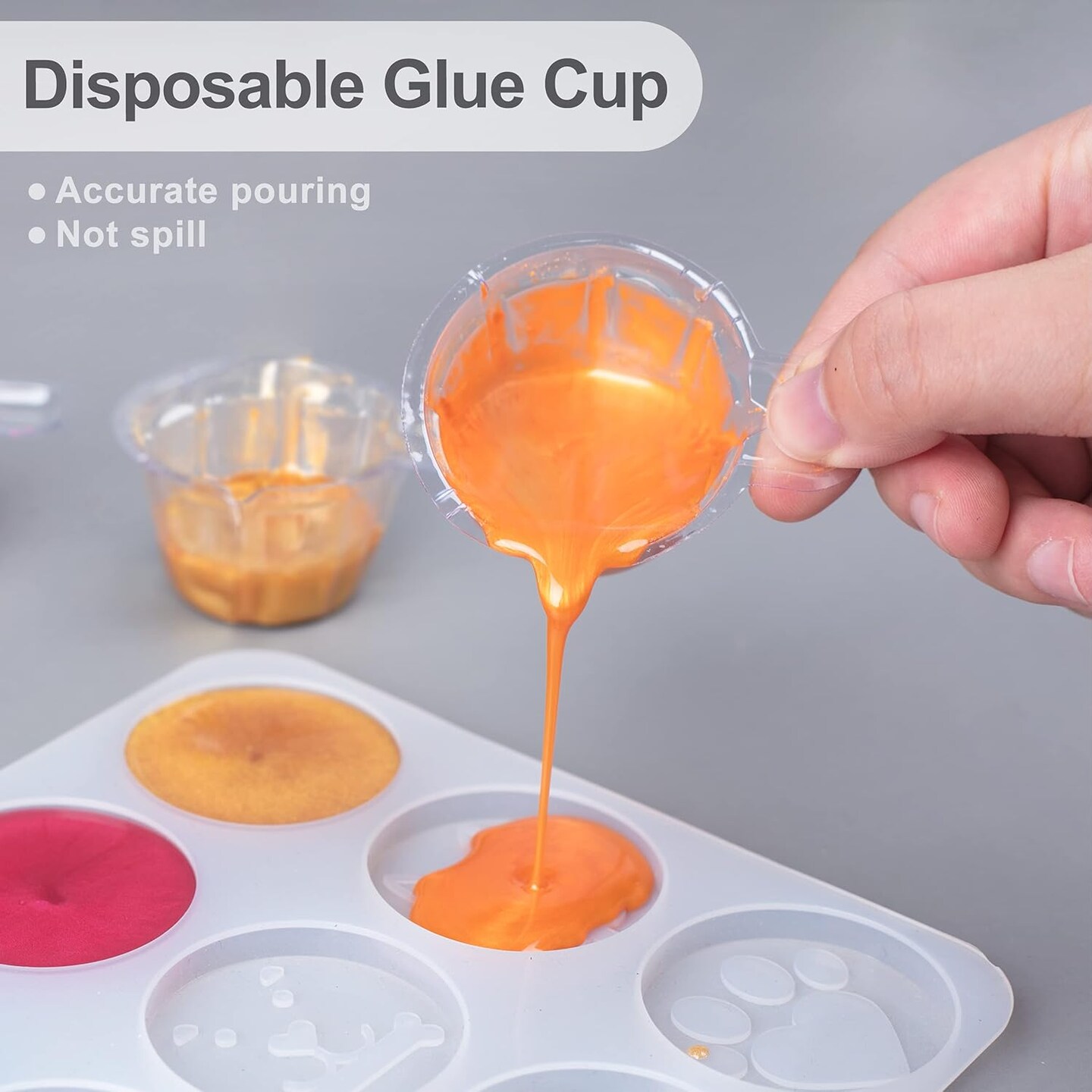 LET&#x27;S RESIN Epoxy Mixing Cups Kit,200Pcs, Plastic, 30ml Disposable Measuring Cups,50 Wooden Stirring Sticks, Dropper for Paint Mixing, Jewelry Making