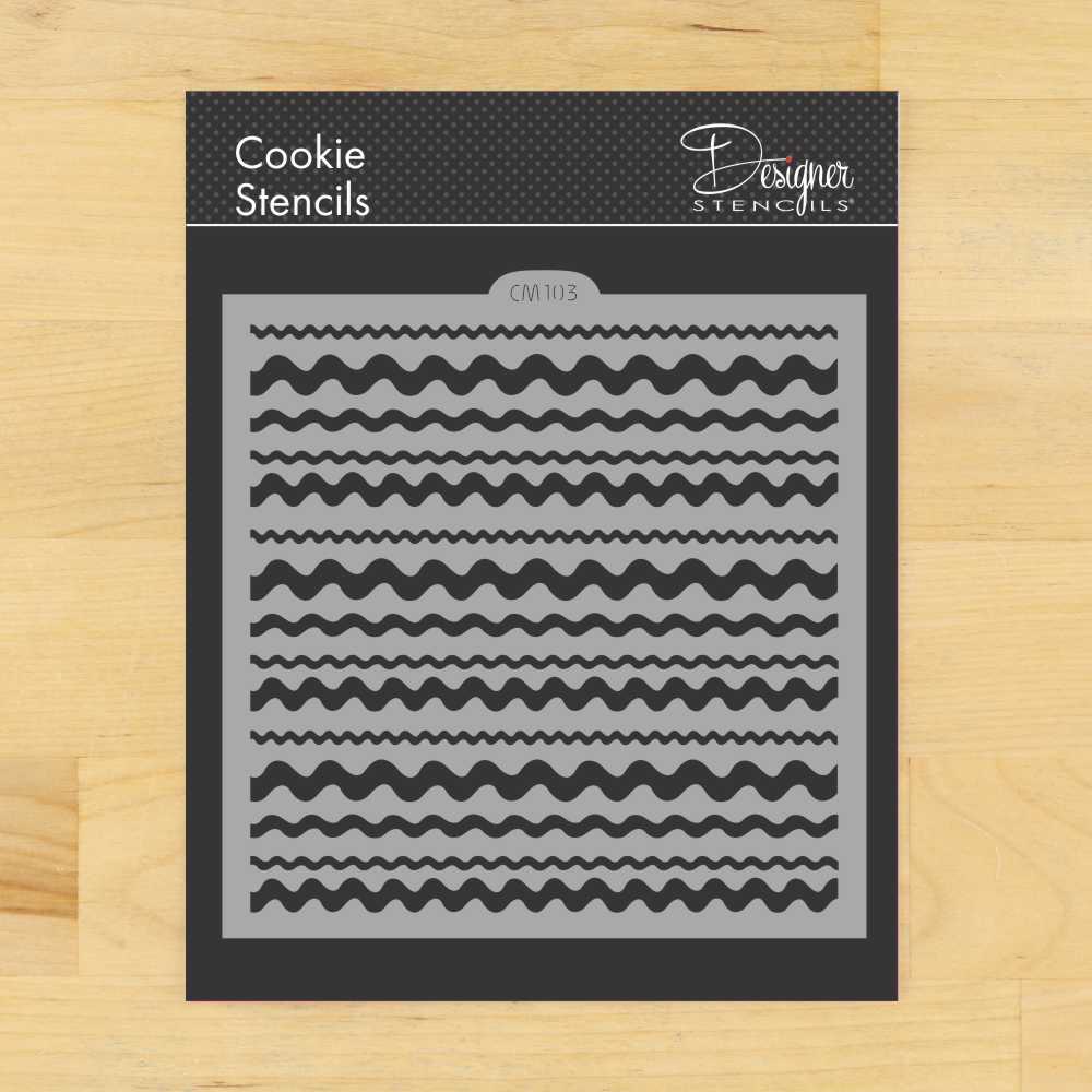 RIC Rac Cookie &#x26; Craft Stencil | CM103 by Designer Stencils | Cookie Decorating Tools | Baking Stencils for Royal Icing, Airbrush, Dusting Powder | Craft Stencils for Canvas, Paper, Wood | Reusable Food Grade Stencil