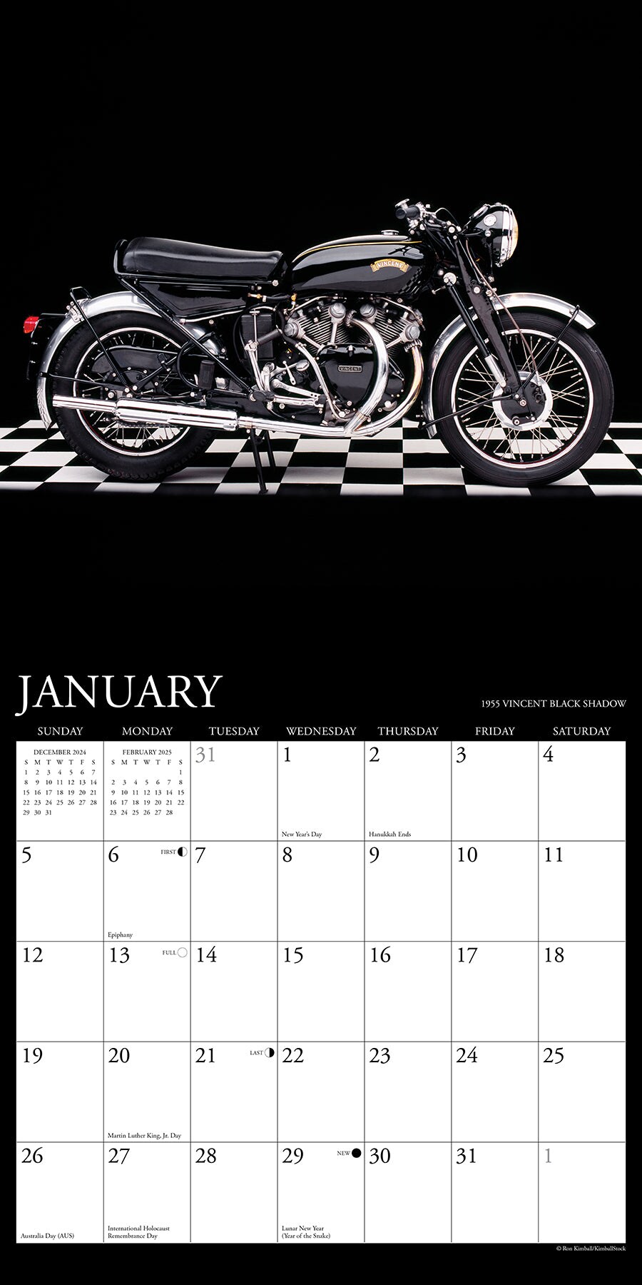 Classic Motorcycles 2025 Wall Calendar
