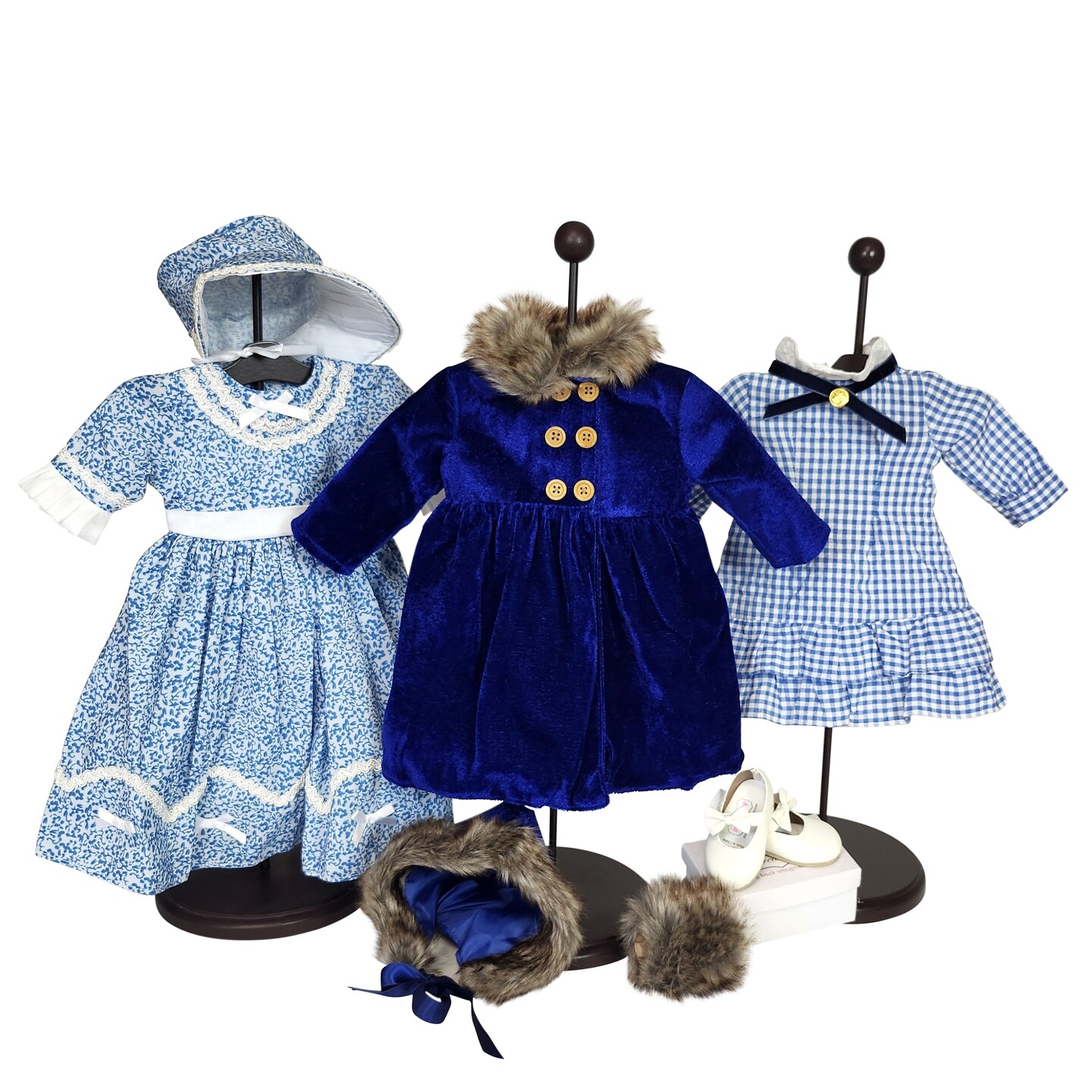 The Queen&#x27;s Treasures 18 Inch Doll Clothes and Accessories, 3 Blue Outfits Set