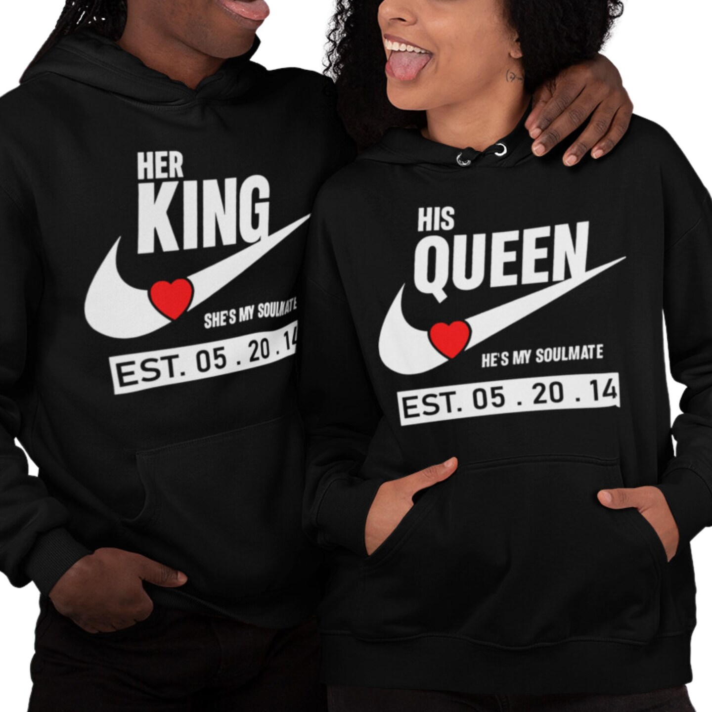 King And Queen Couple Hoodies His Queen Her King Hoodies King