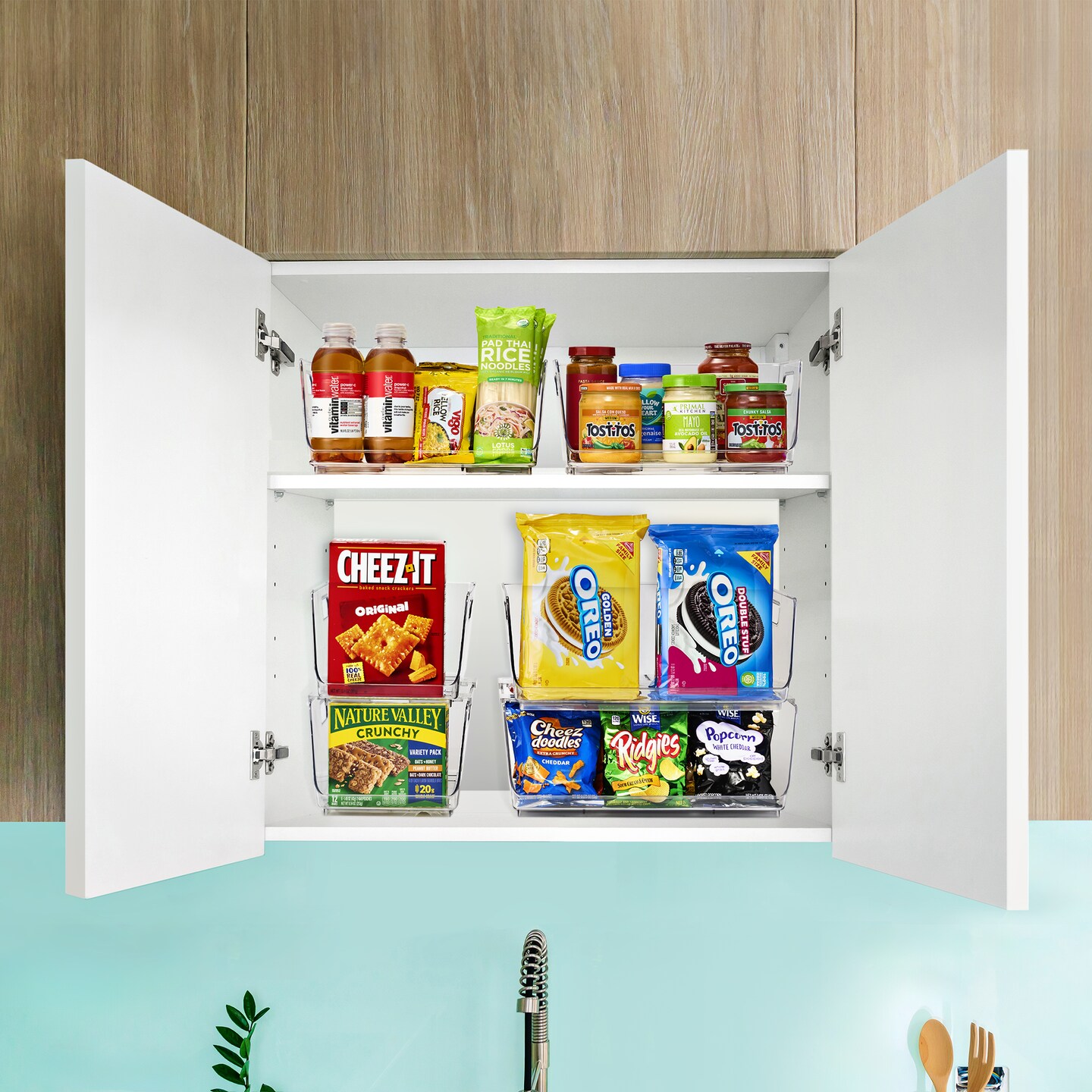 Sorbus Medium 2 Pack Stackable Storage Bins Open Front - Clear Pantry Bins for Storage and Organization