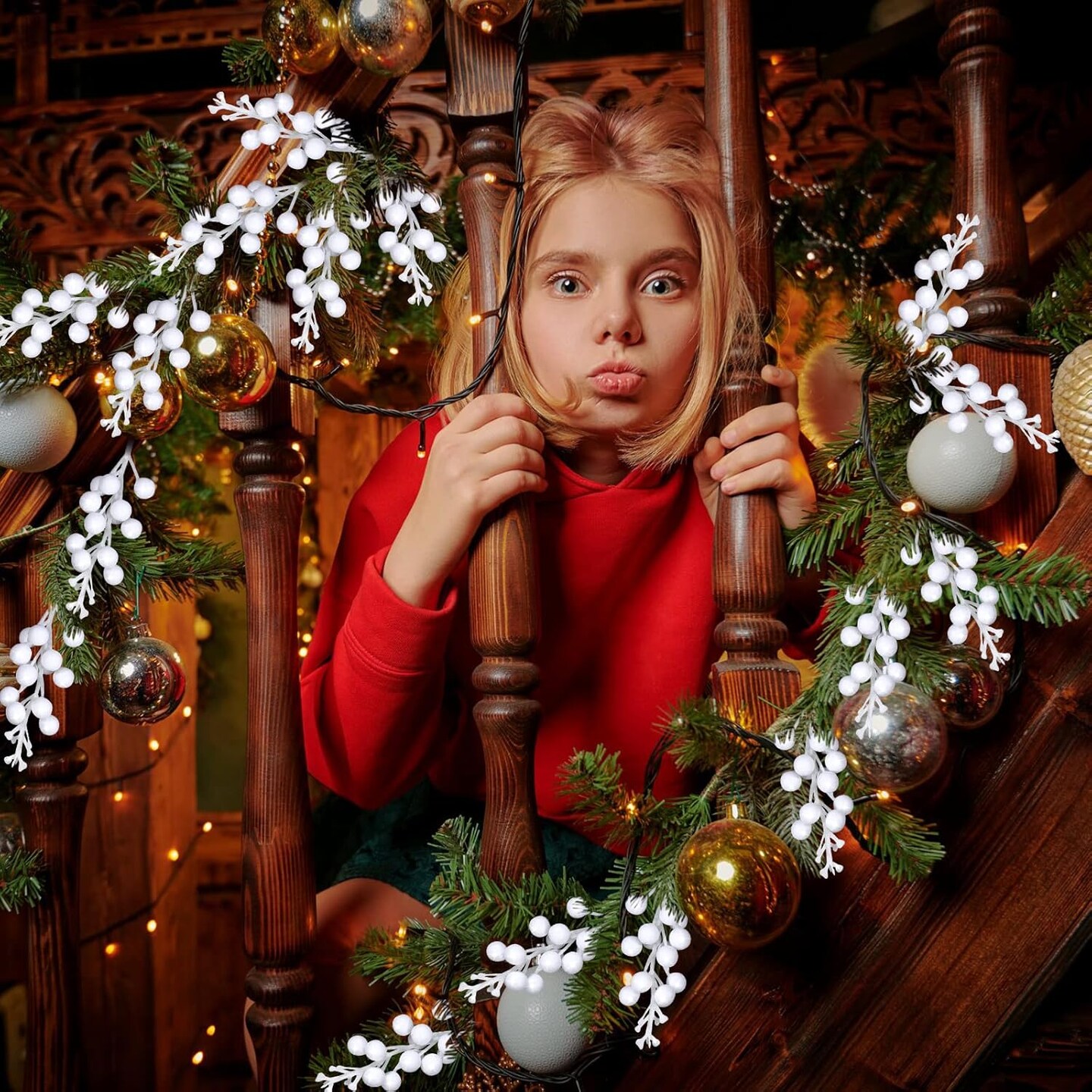 7.9 Inch Artificial Berries Sprays Branches Floral Pick(White)