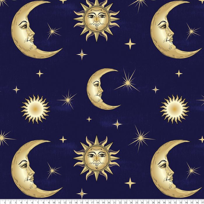 Celestial Moons Anti-Pill Premium Fleece Fabric | By The Yard