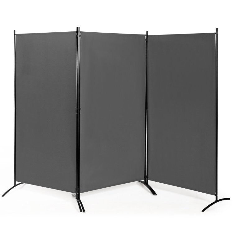 6-Ft 3-Panel Room Divider with Steel Base and Hinges