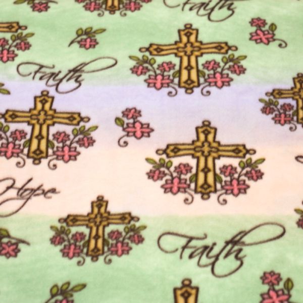 Christian Crosses Anti-Pill Fleece Fabric | By The Yard