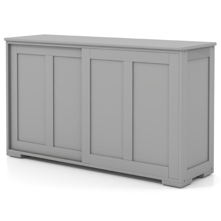 Grey MDF Kitchen Sideboard Cabinet with Adjustable Shelf and Spacious Top