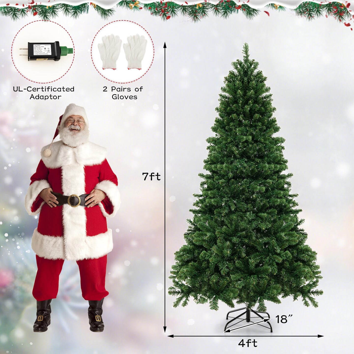 Artificial Christmas Tree with Hinged PVC Branches and LEDs