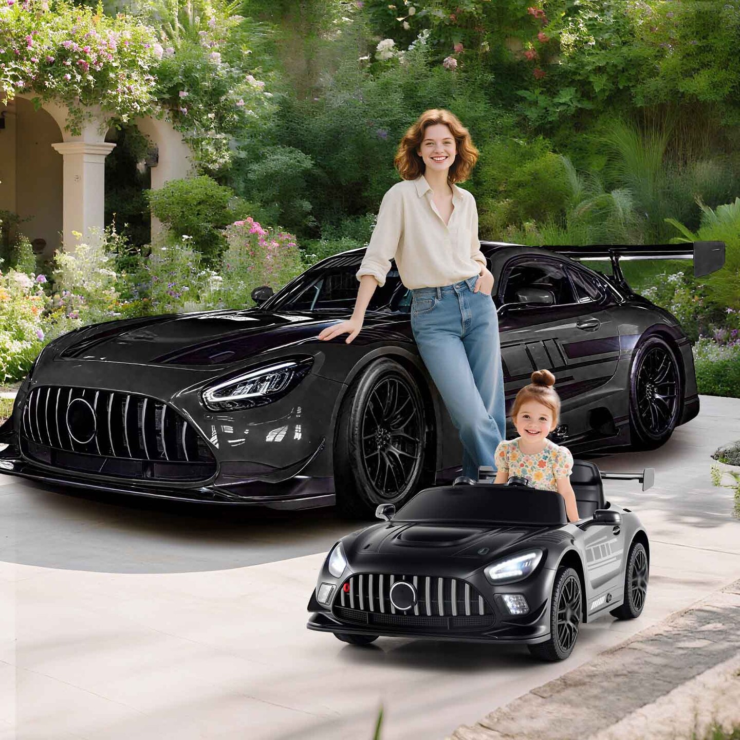 AMG GT3 Kids Ride-On Car Electric Toy with Remote Control LED Lights and Safety Features