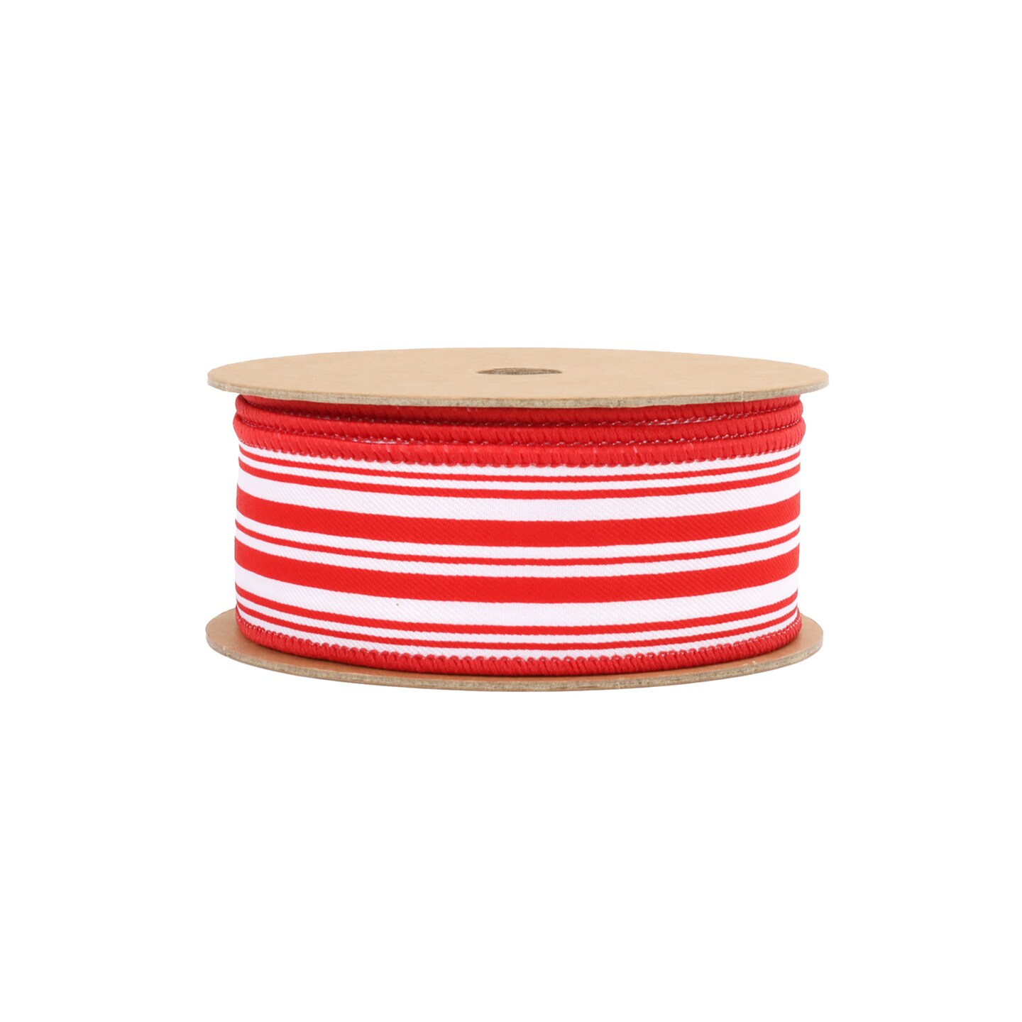 LaRibbons 1 1/2" Wired Ribbon | "Striped" Red/White | 10 Yard Roll