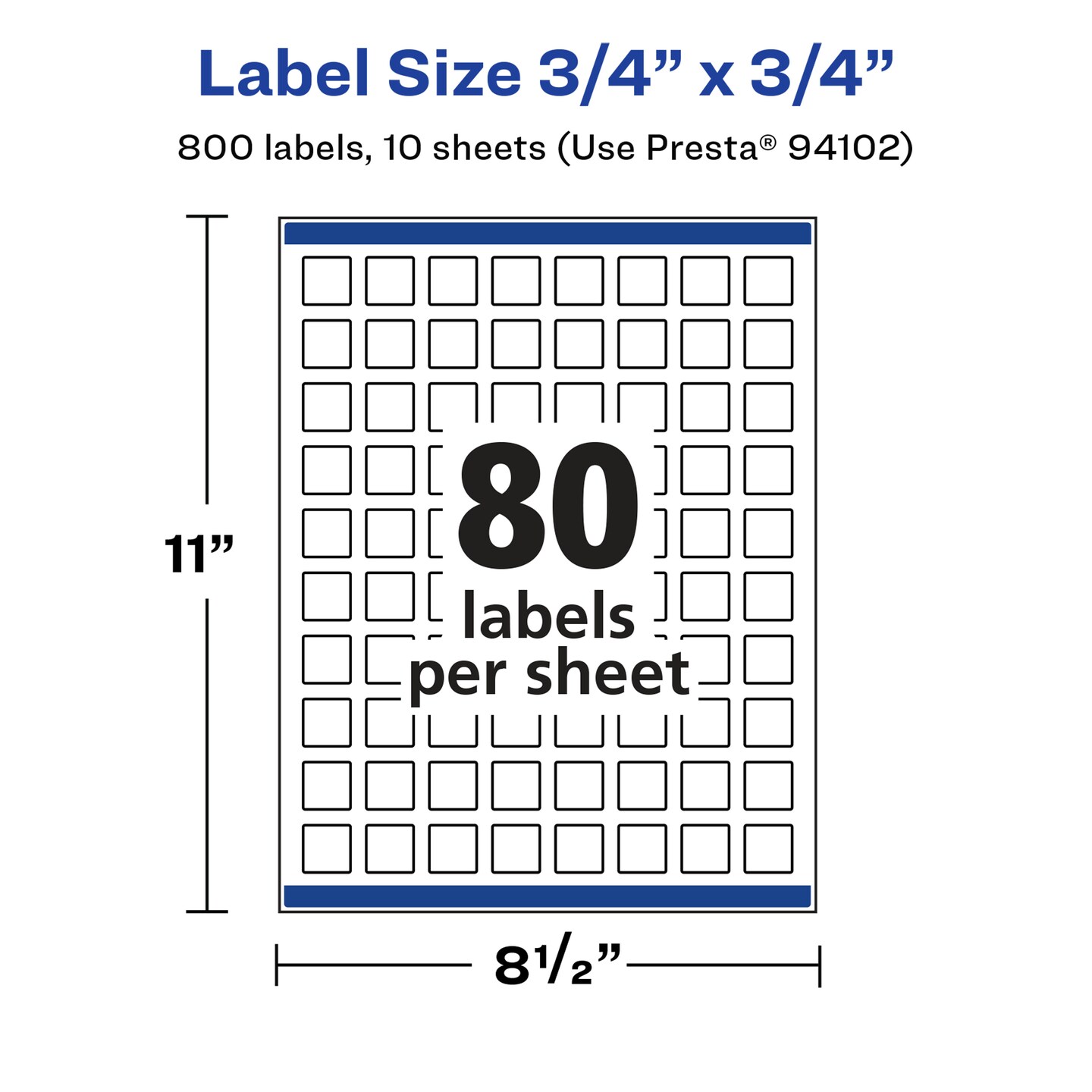Avery Glossy White Square Labels with Sure Feed, 3/4&#x22; x 3/4&#x22;
